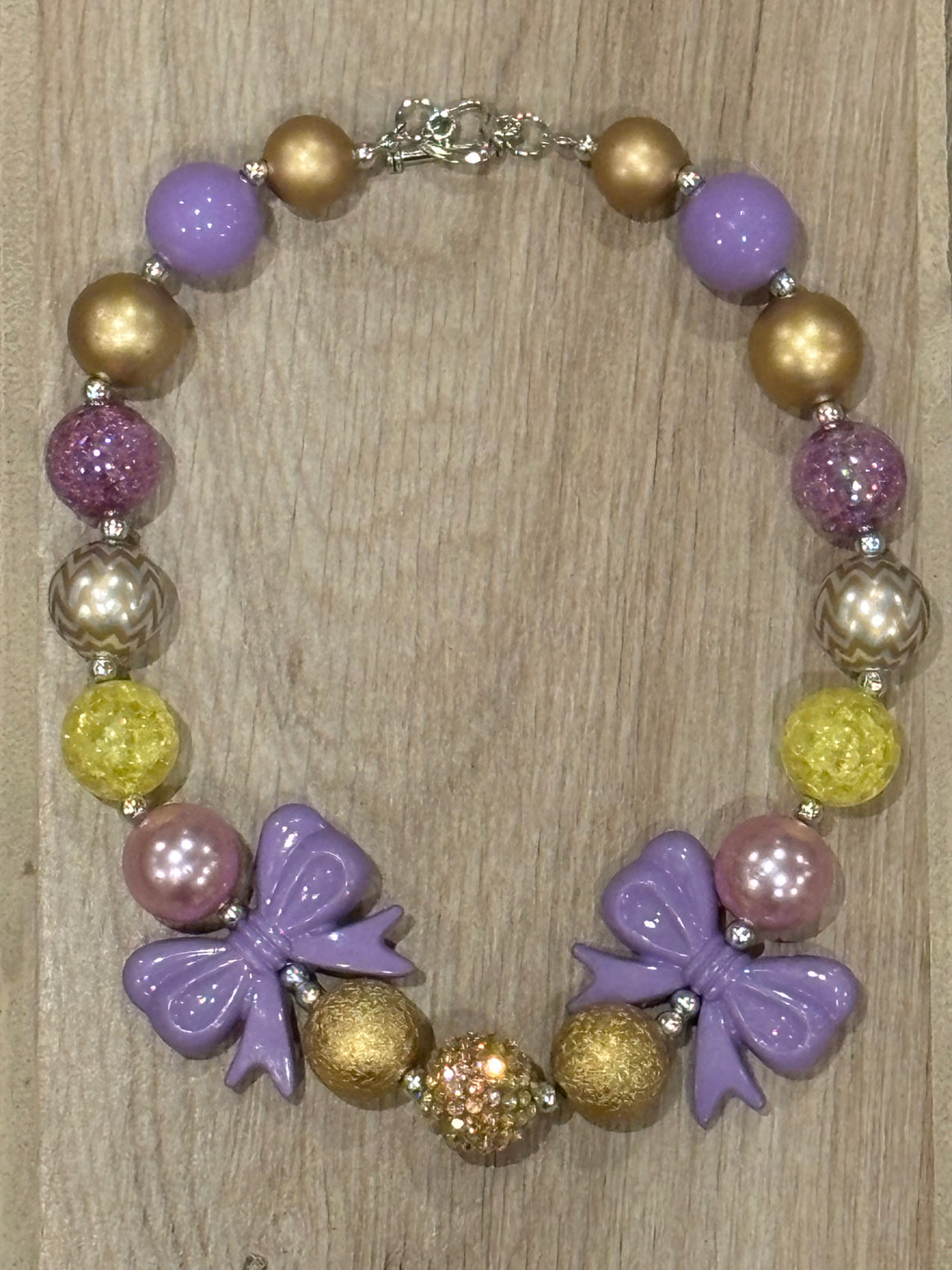Necklace - Gold/Lavender Bows