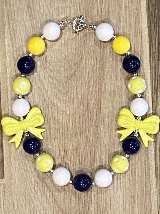 Necklace - Navy/Yellow Bow