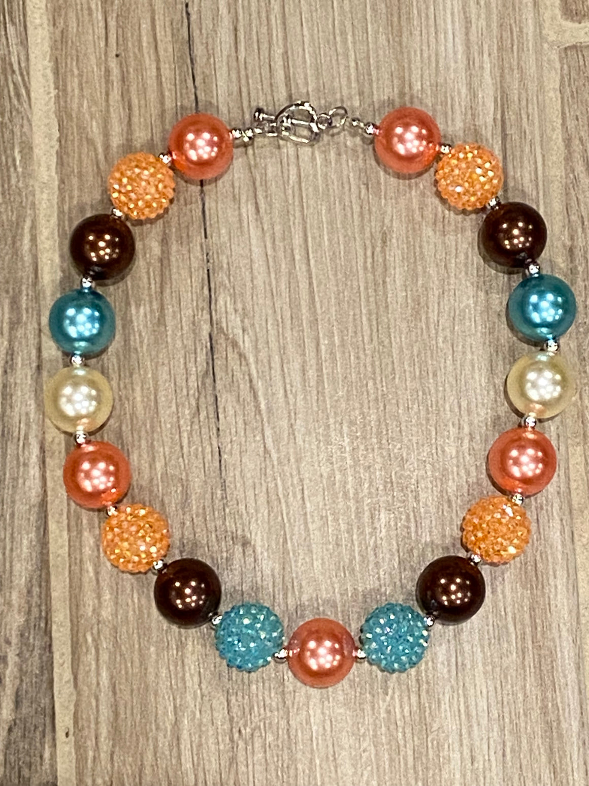 Necklace - Peach/Teal/Brown