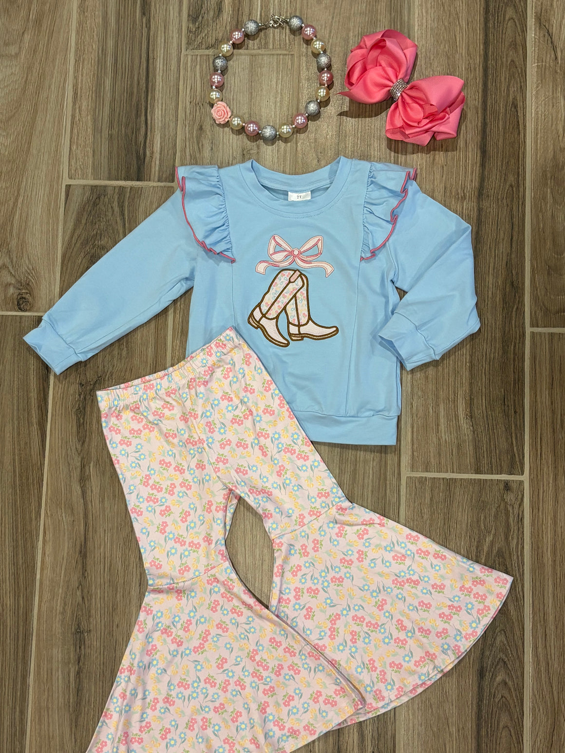L/S - Cowboy Boots Top w/Bell Bottoms