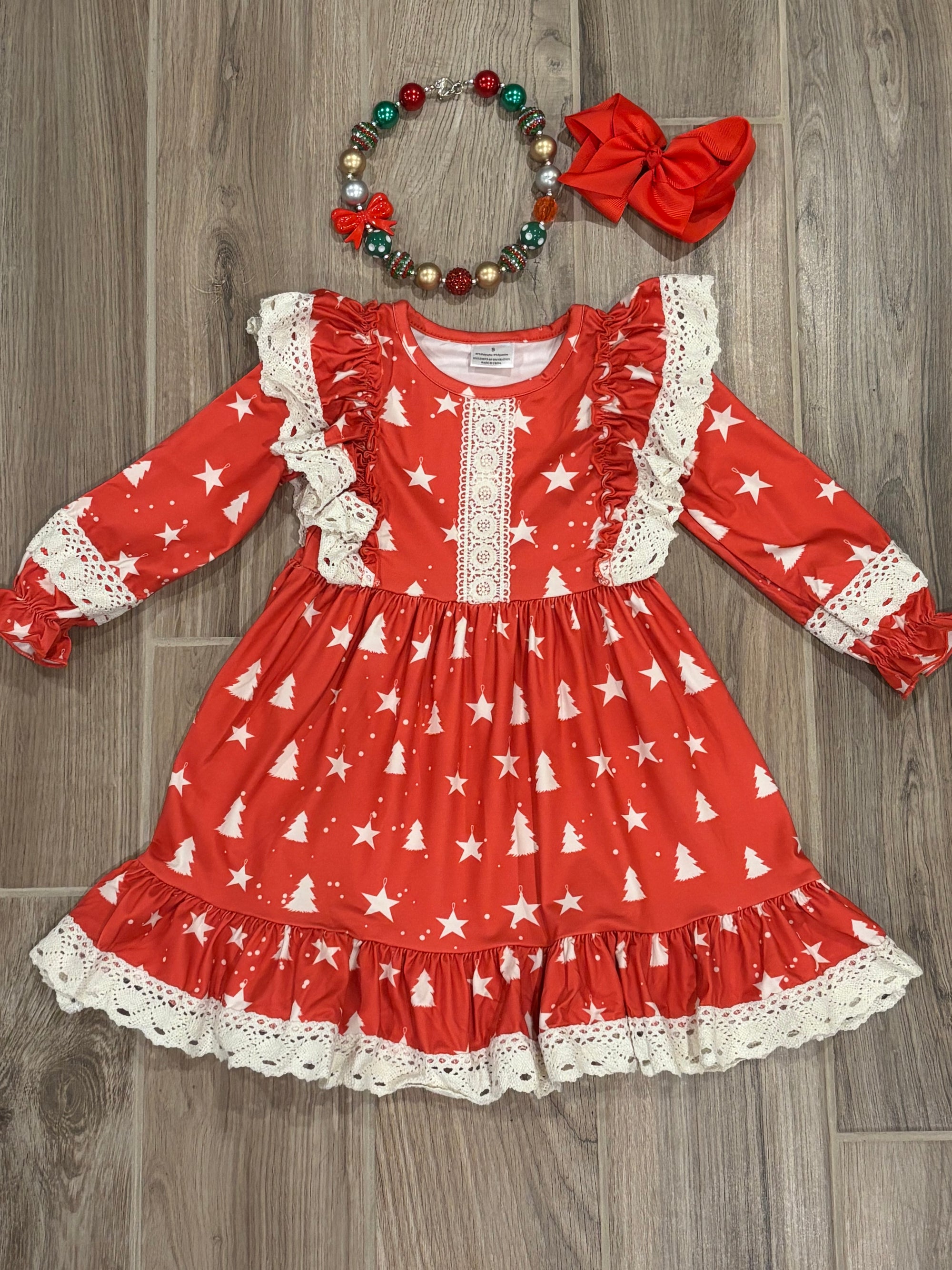 Christmas - Red Tree Print Dress