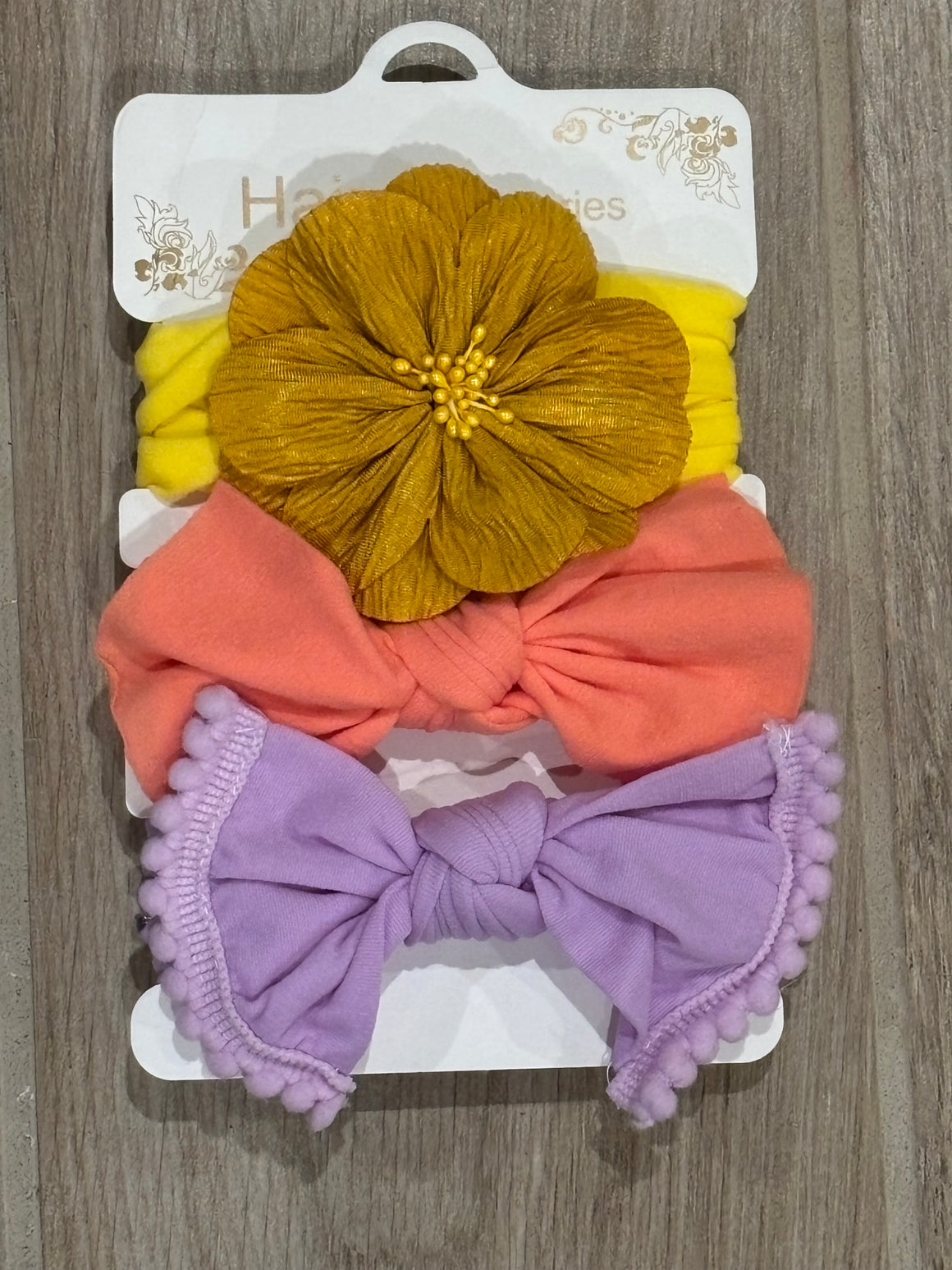 Headband - 3pc Yellow/Coral/Lavender