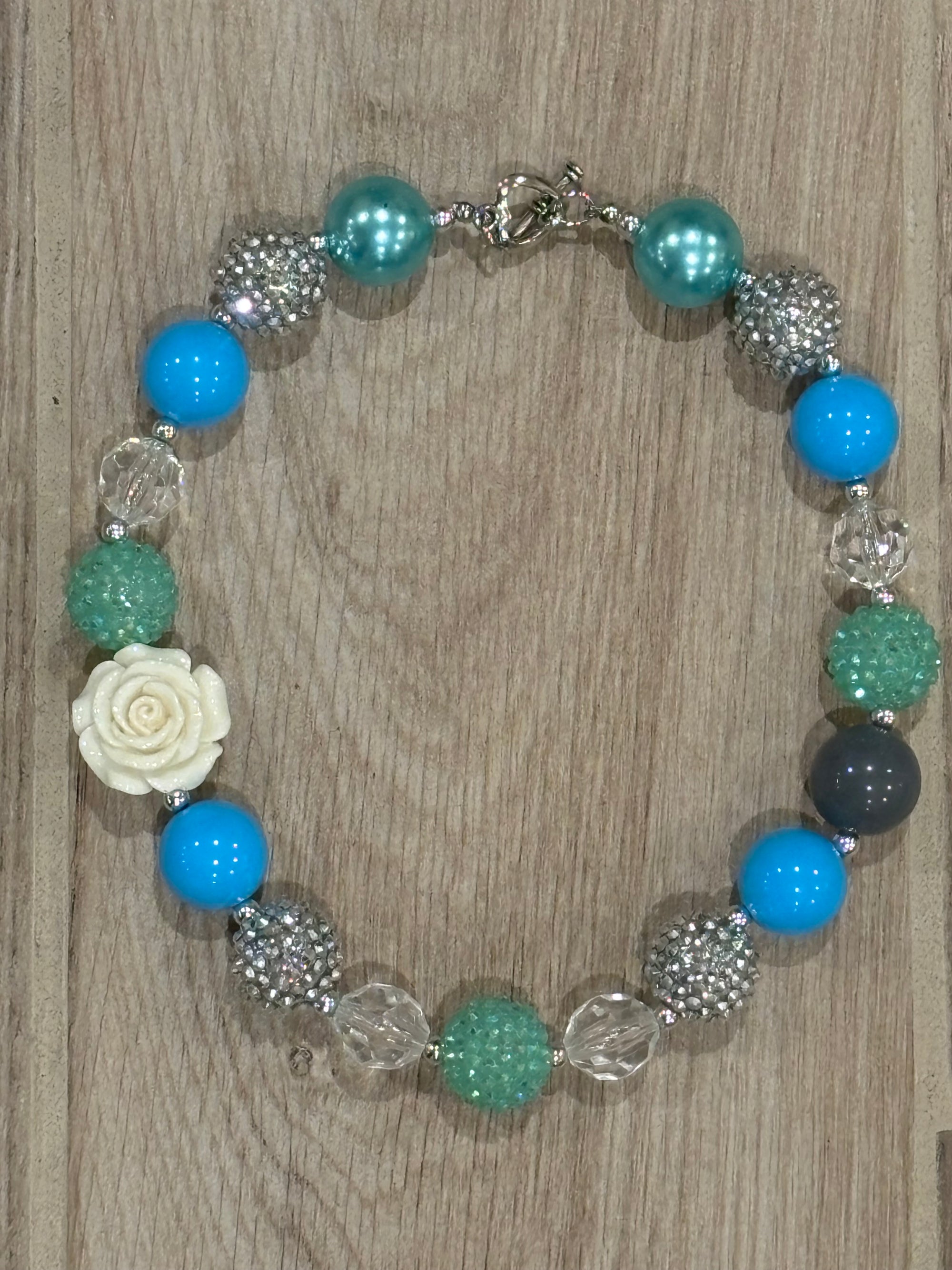 Necklace - Blue/Silver/White