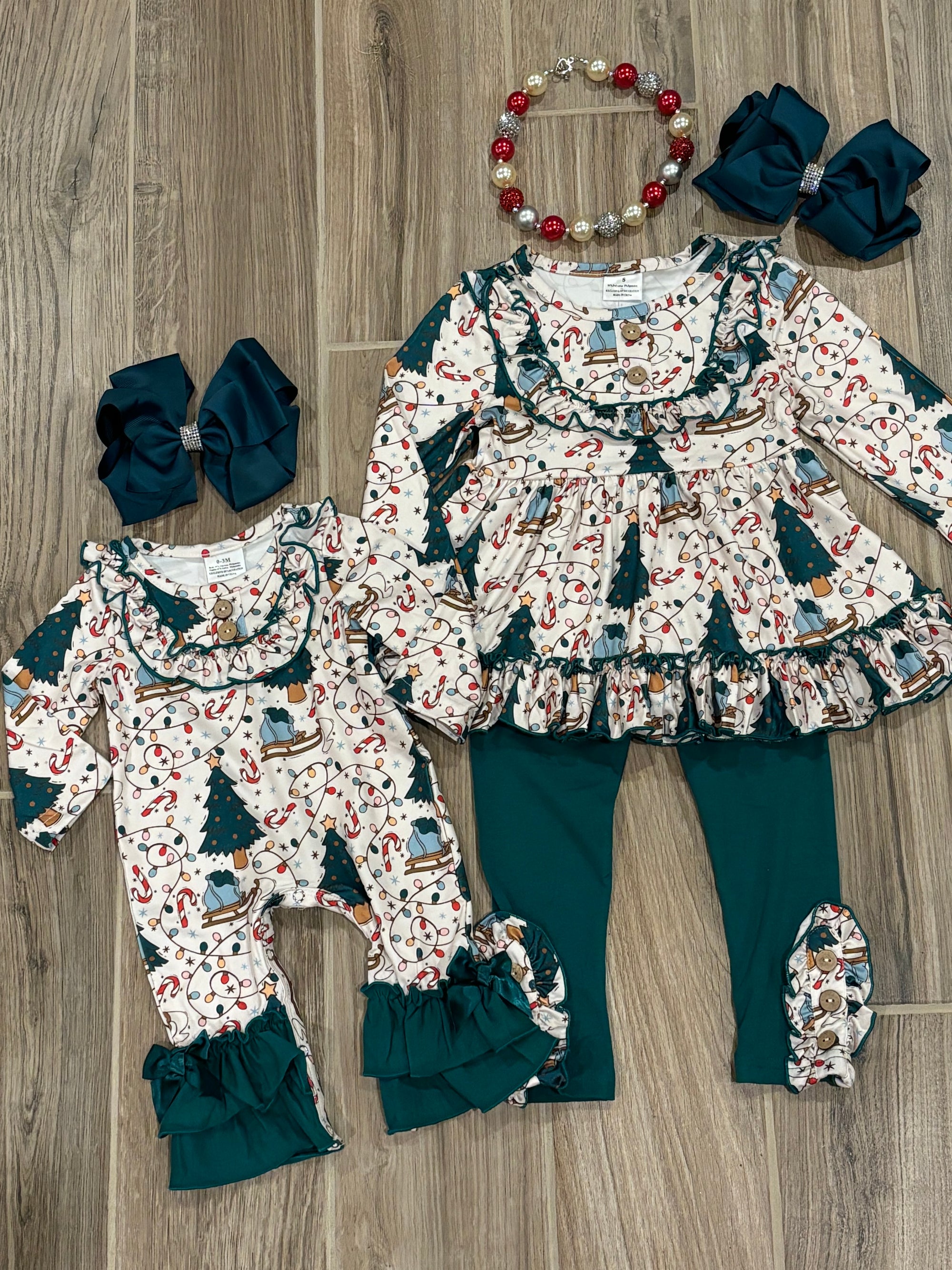 Christmas - White/Green Trees Romper