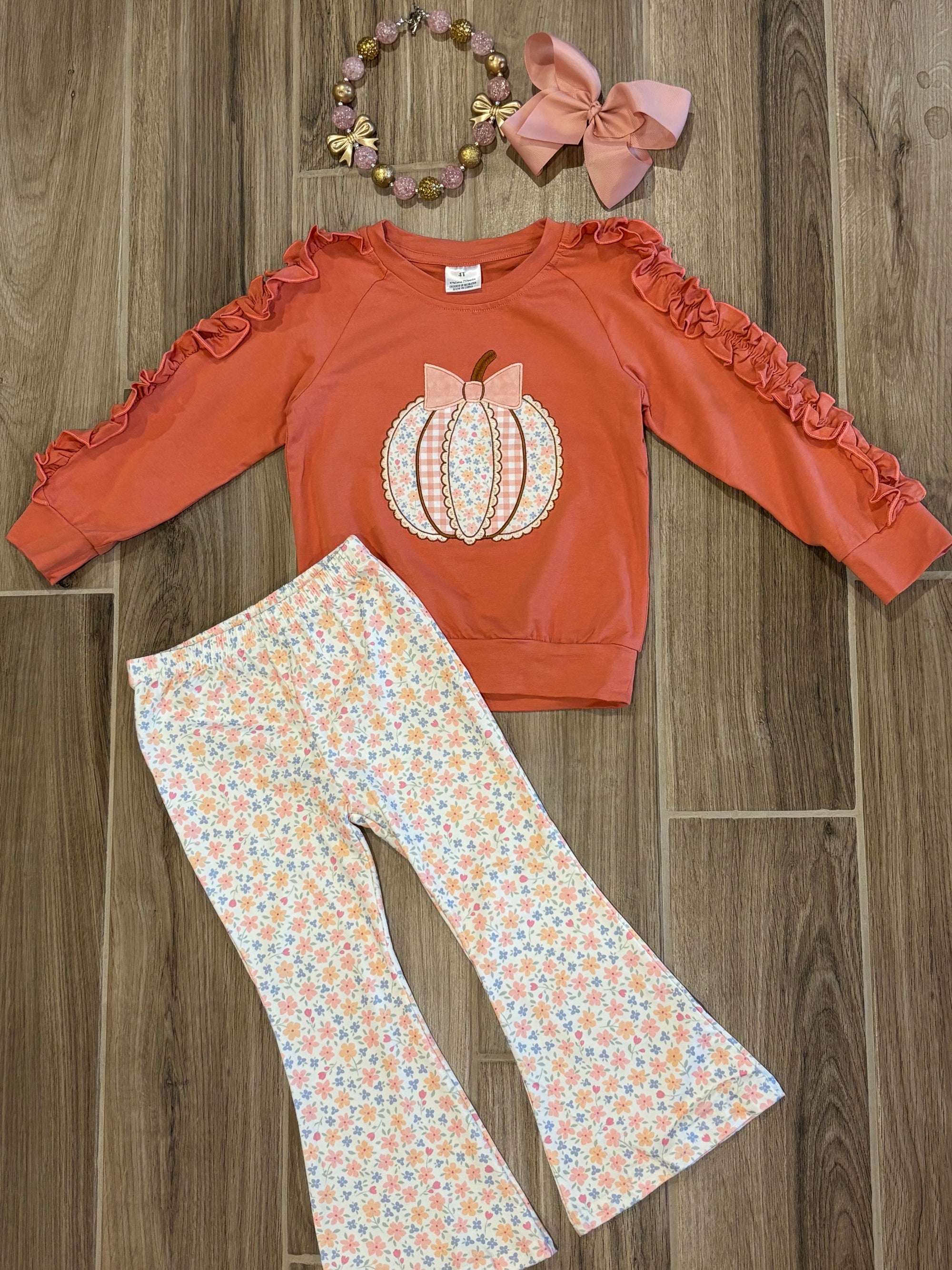 L/S - Coral Pumpkin w/Bell Bottoms
