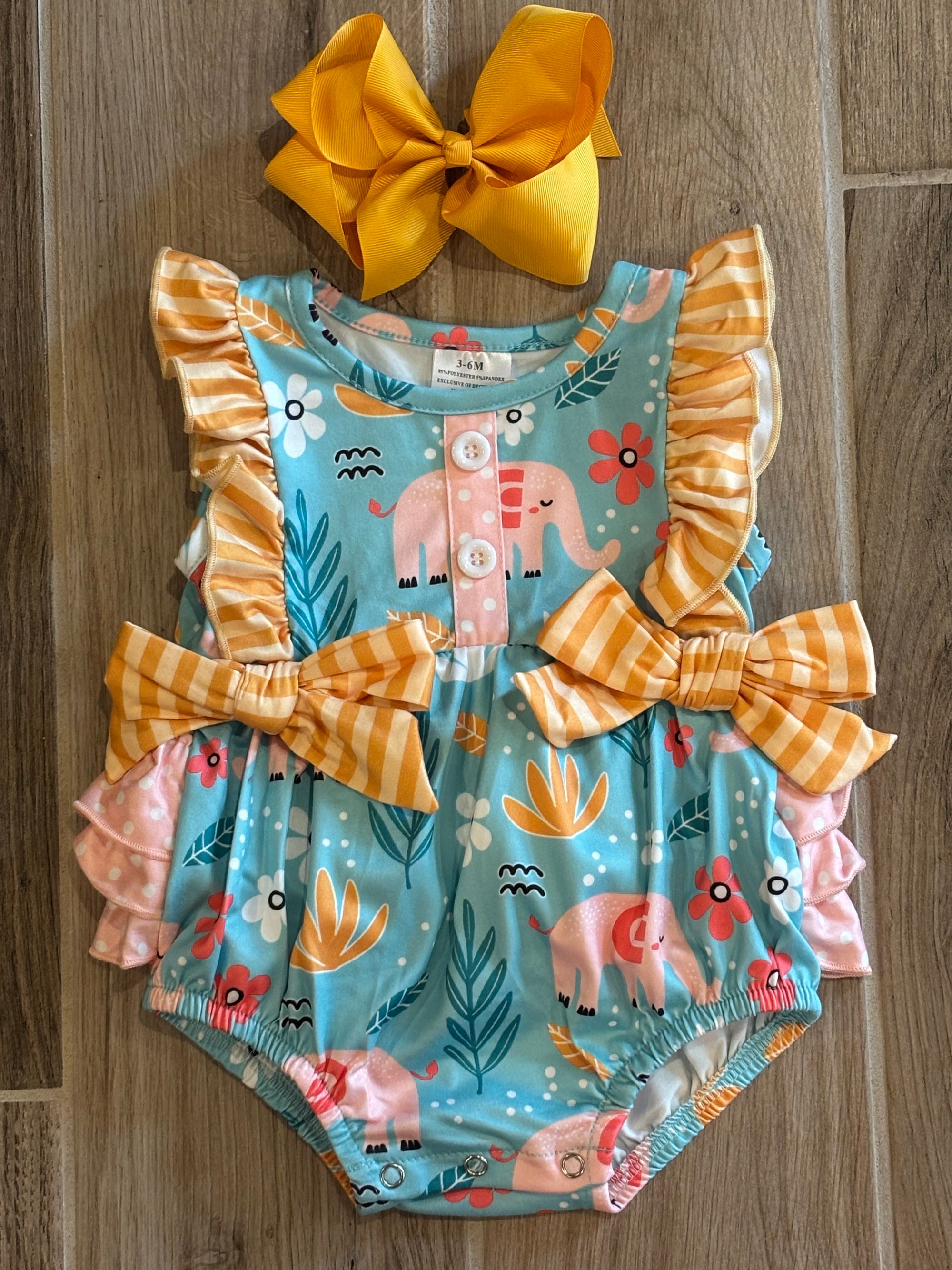 Infant - Teal/Gold Elephant Floral