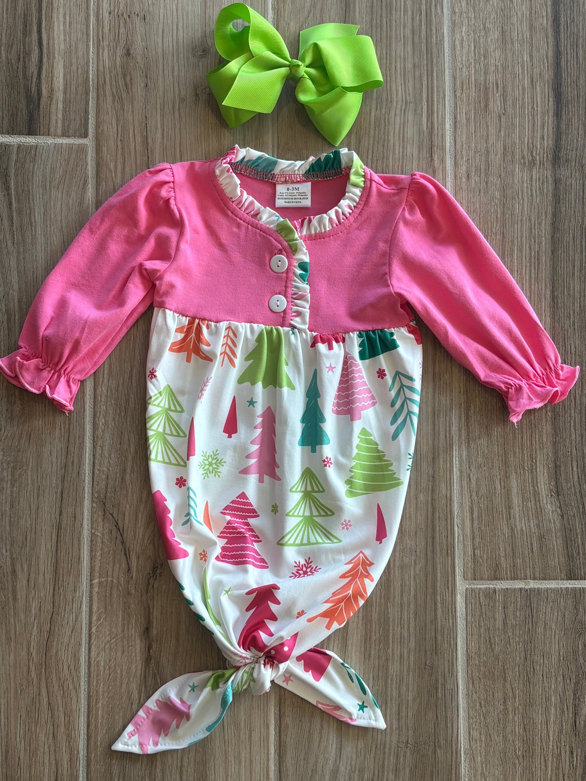 Christmas - Pink Trees Baby Gown