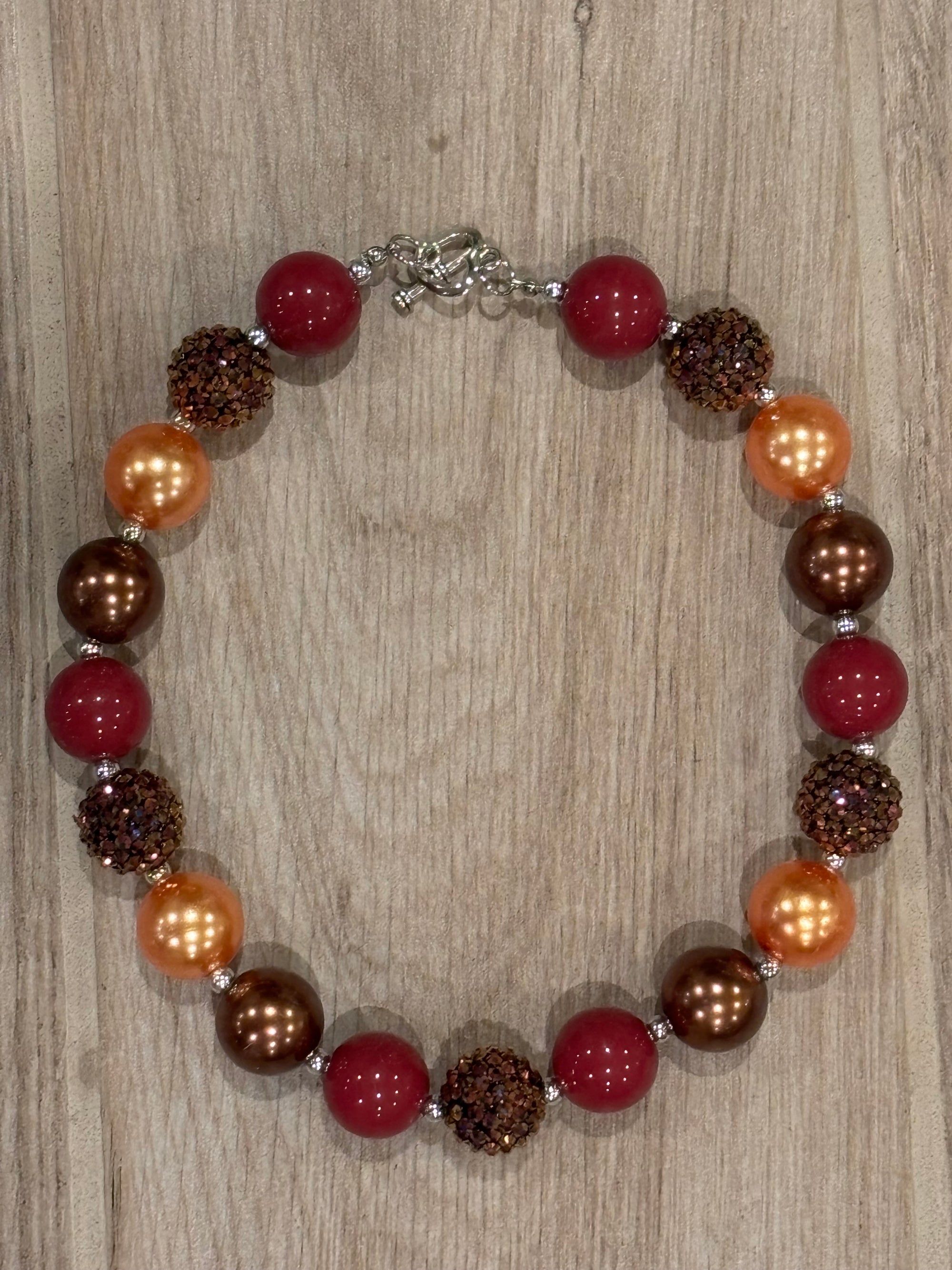Necklace - Burgundy/Bronze/Rhinestone