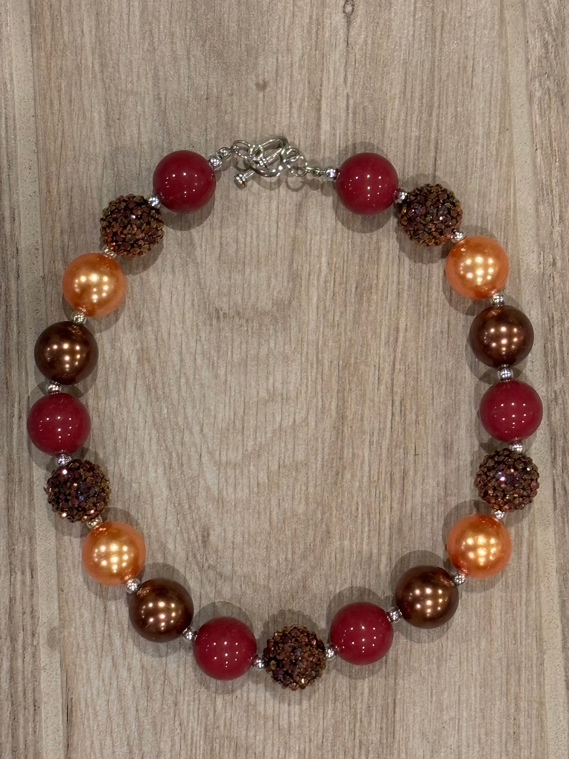 Necklace - Burgundy/Bronze/Rhinestone