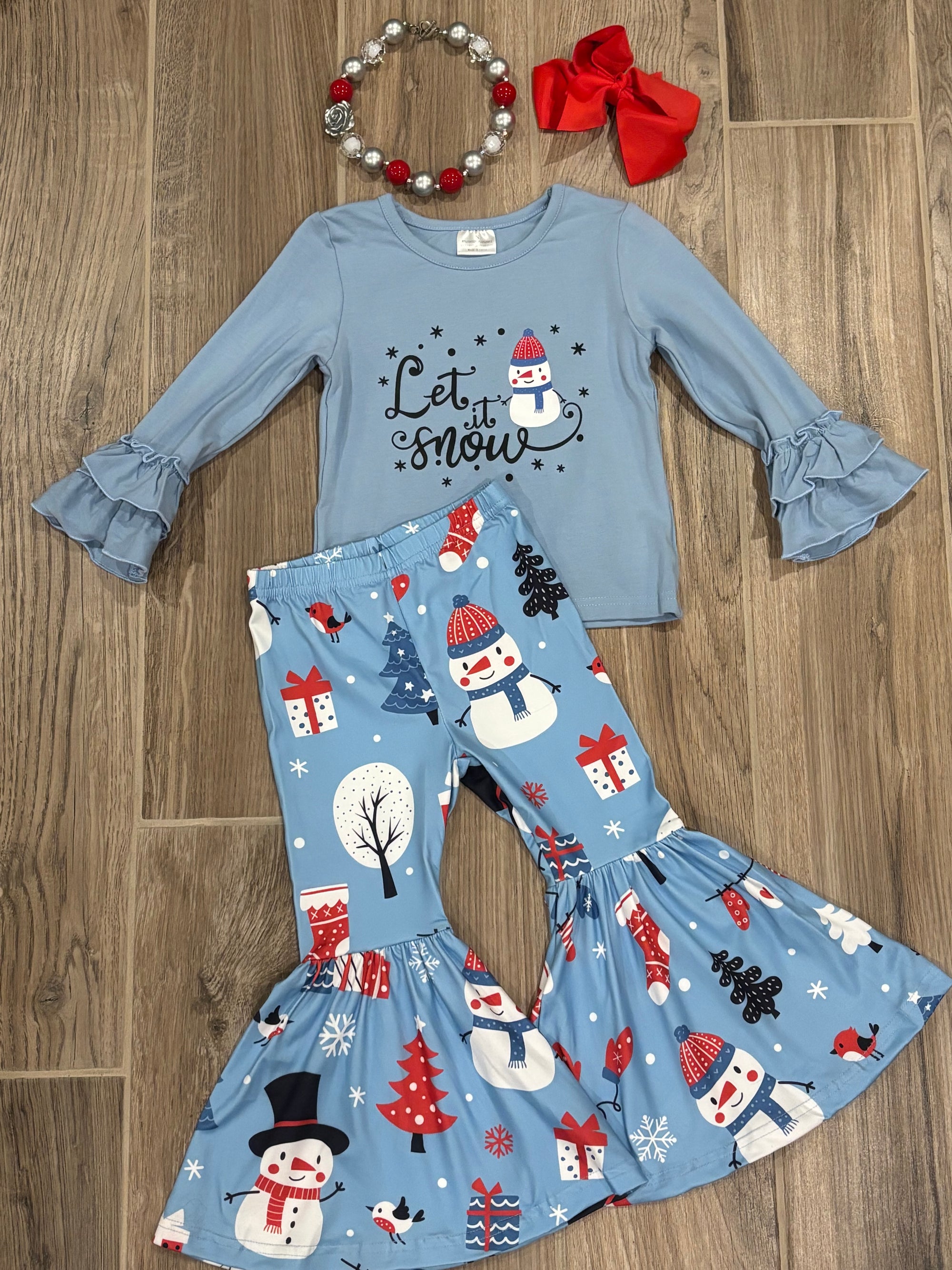 Christmas - Blue Snowman 2pc Bell Bottom