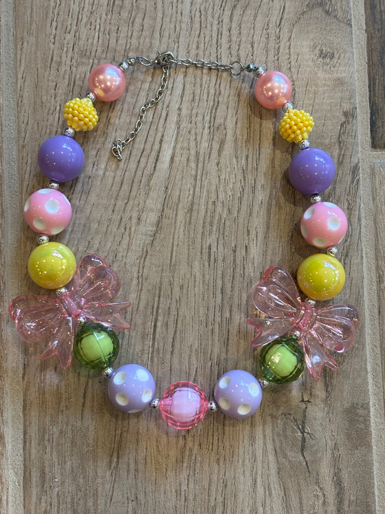 Necklace - Pastels w/Clear Bows
