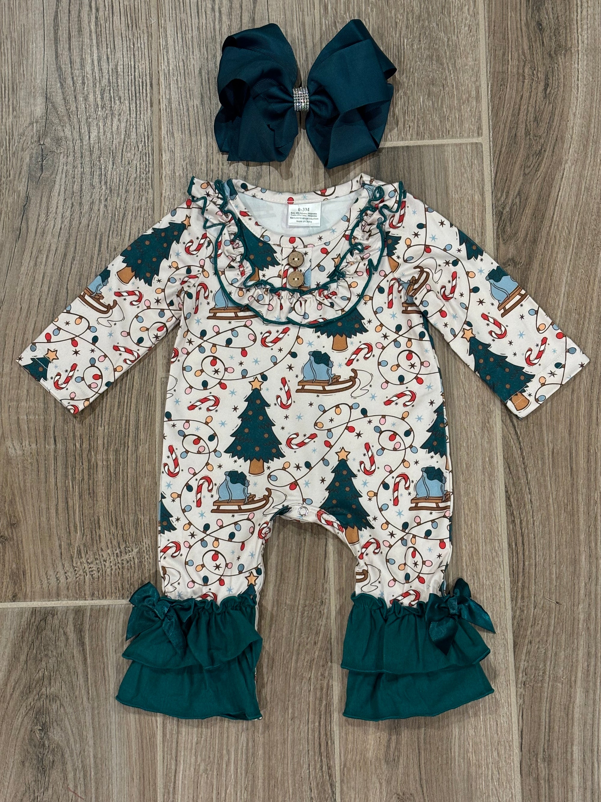 Christmas - White/Green Trees Romper