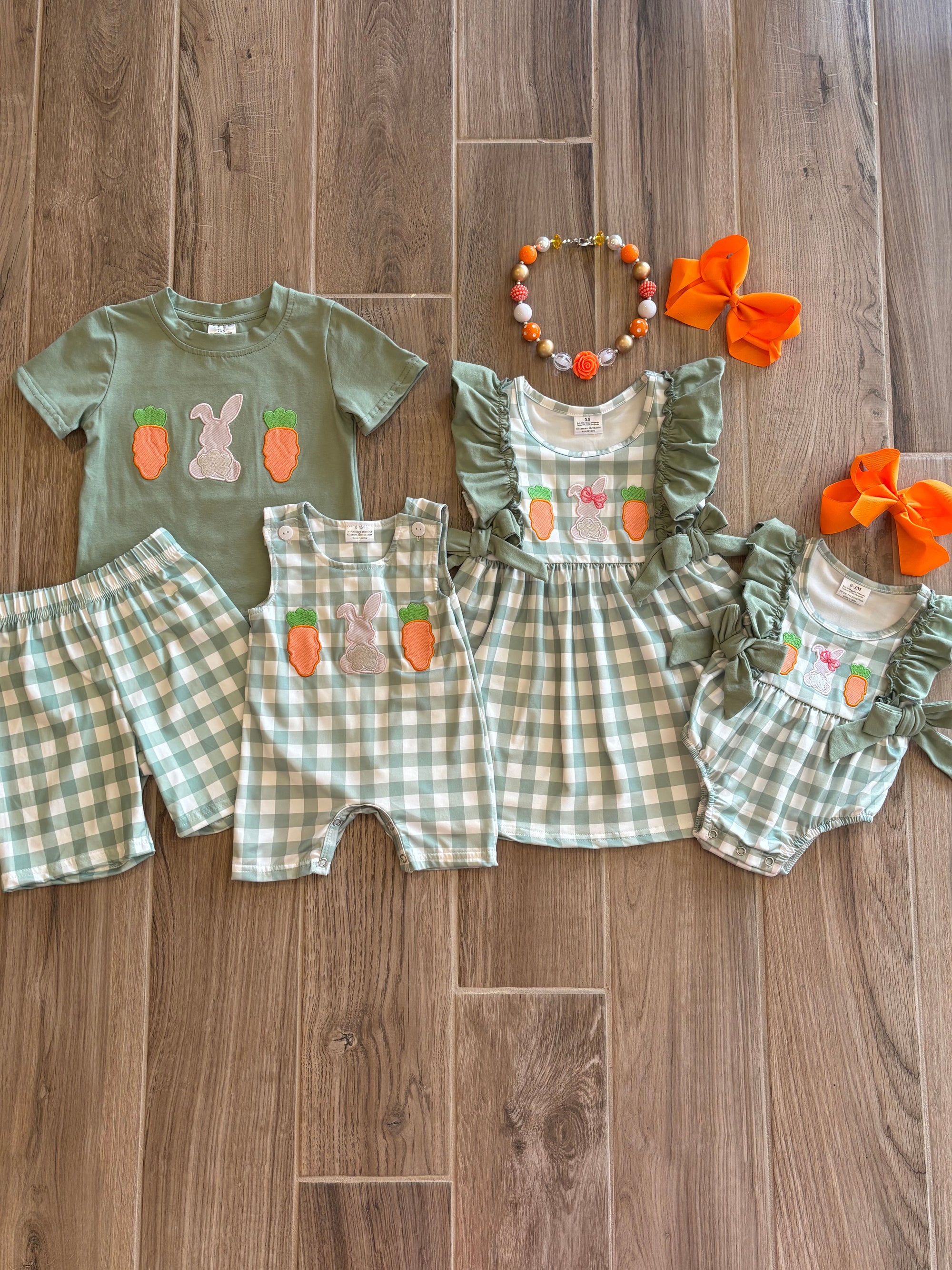 Easter - Bunny Applique Sage Dress