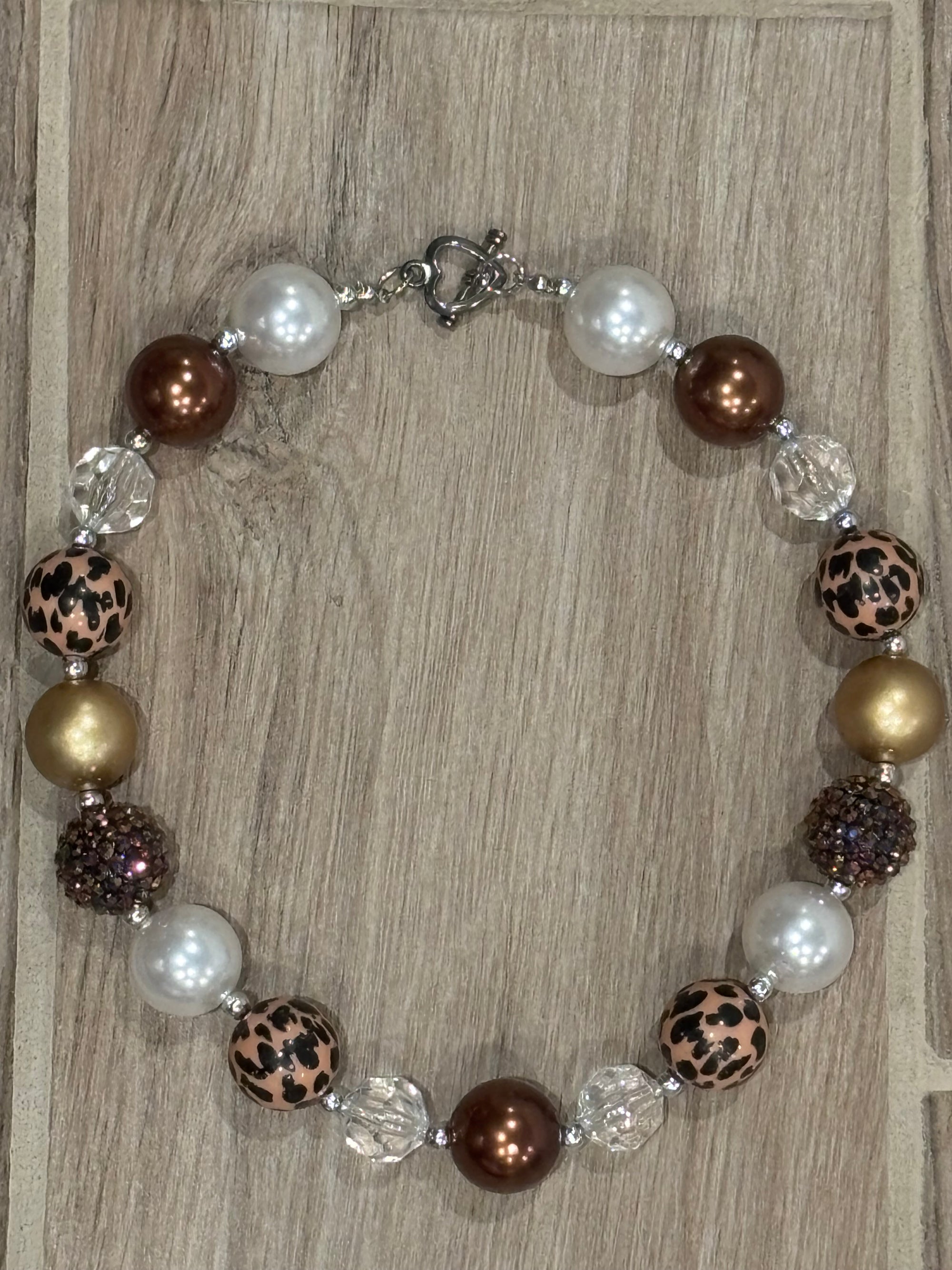 Necklace - Gold/Brown Leopard