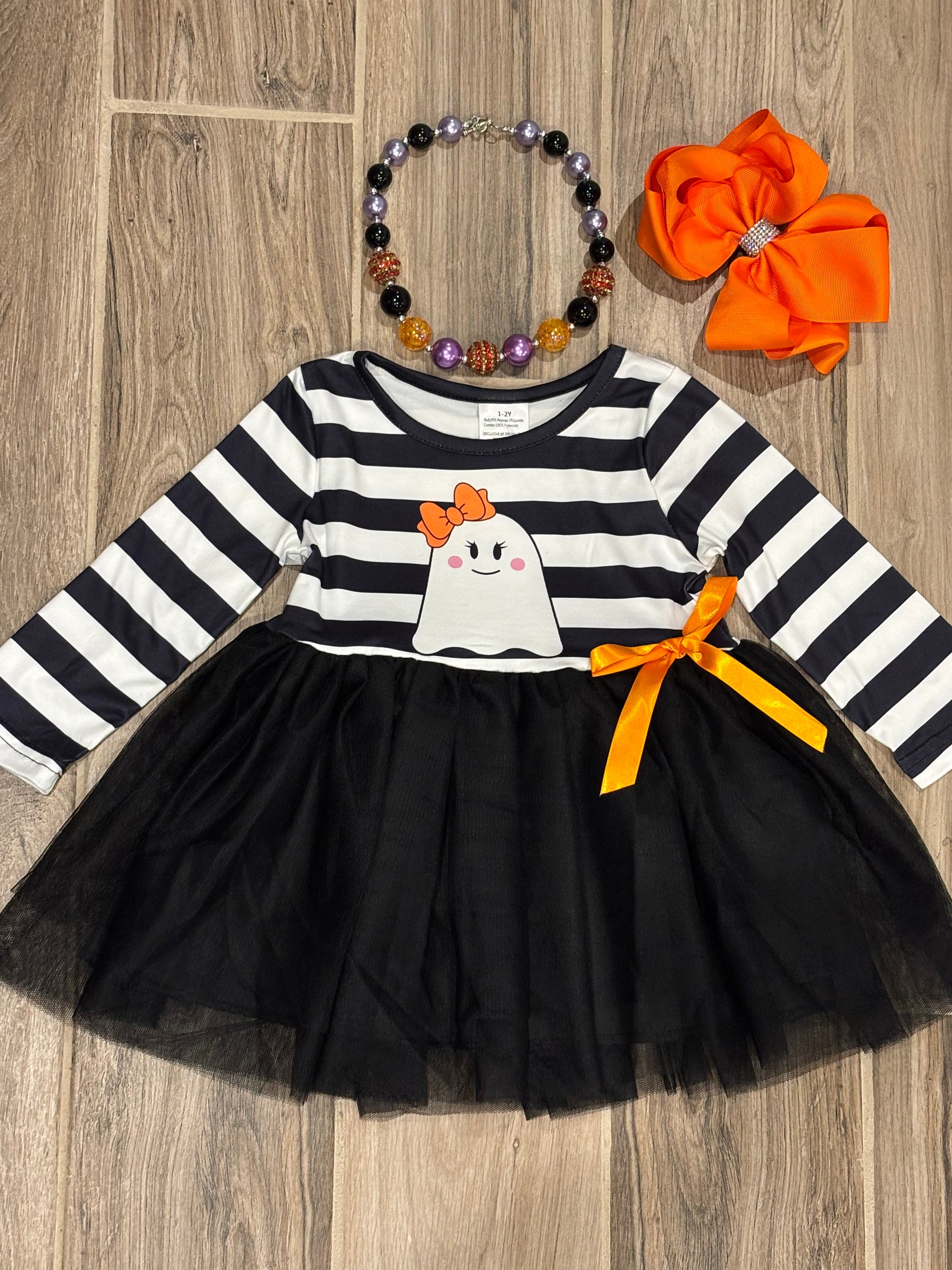 Halloween - Ghost Dress w/Black Tulle