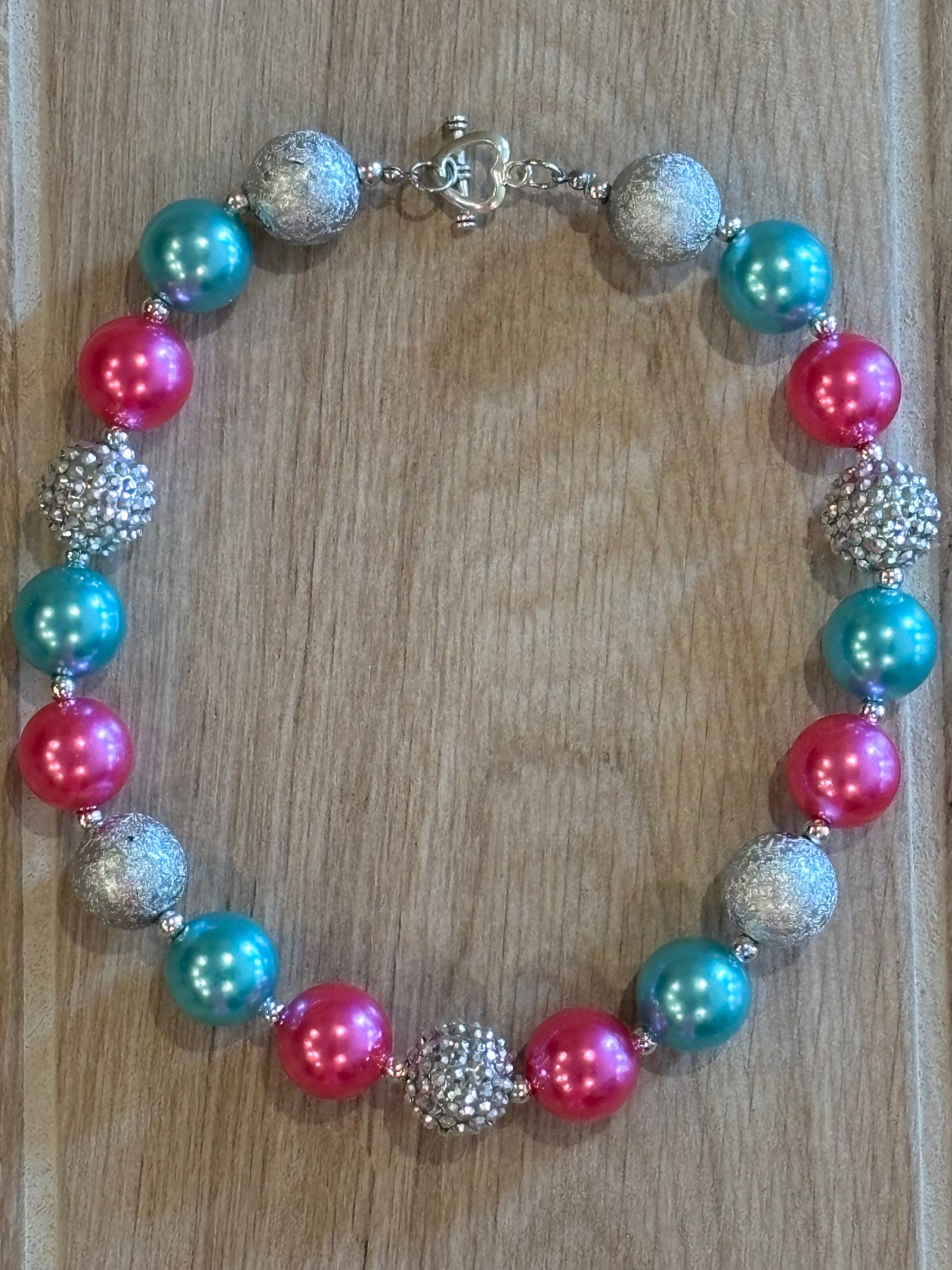 Necklace - Hot Pink/Turquoise/Silver