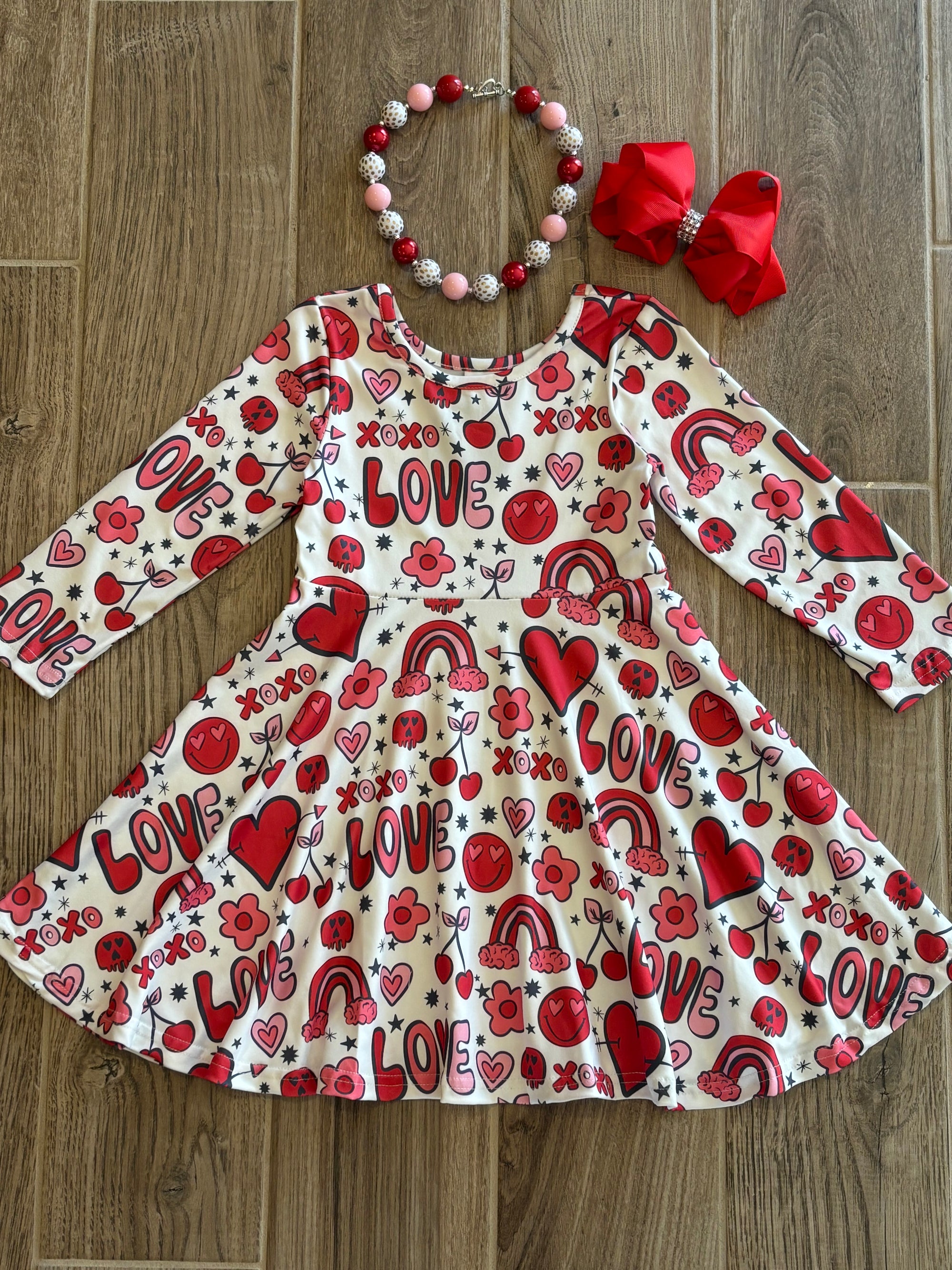 Dress - Red/Pink LOVE Print