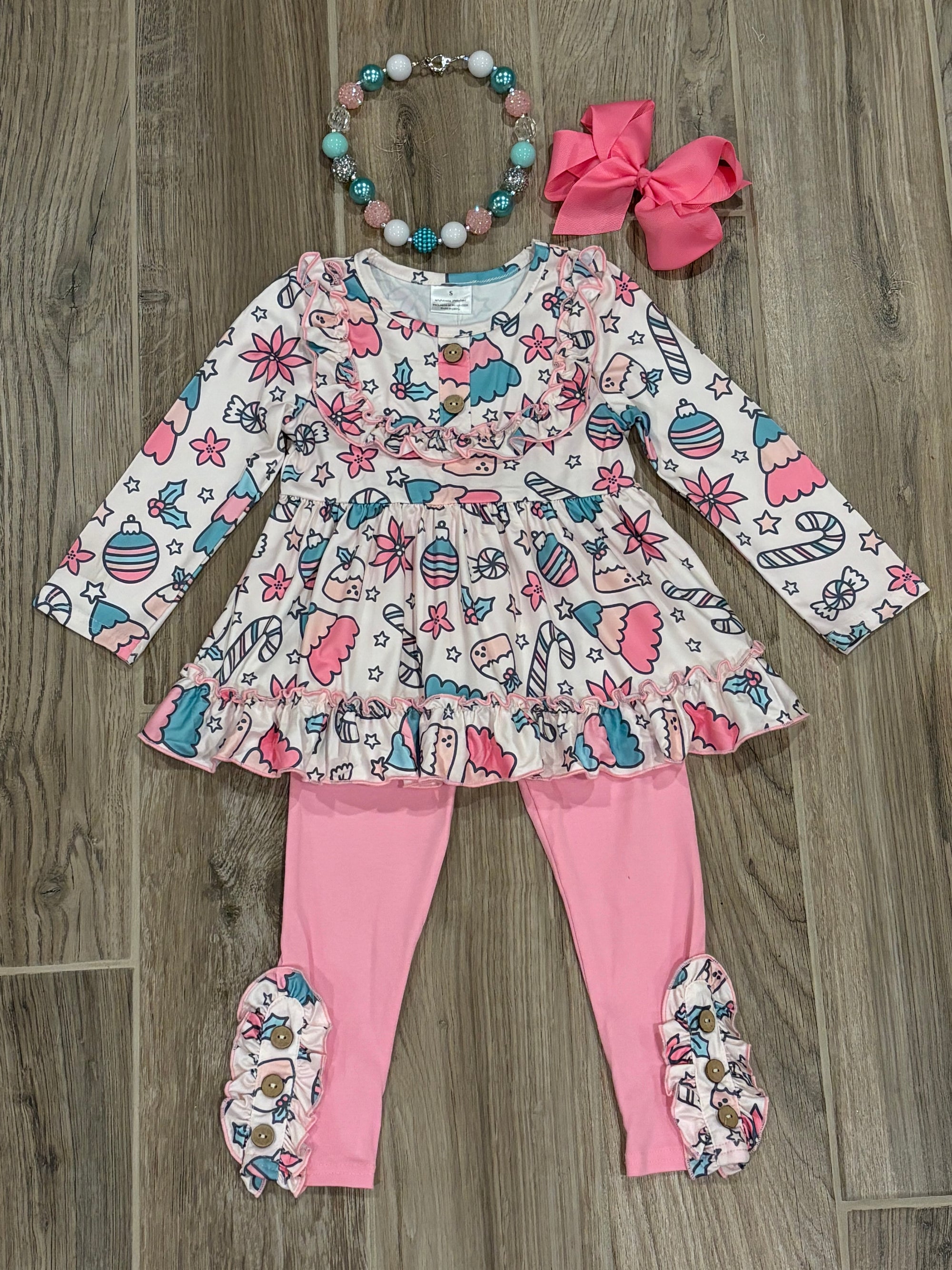 Christmas - Pink Print 2pc Set