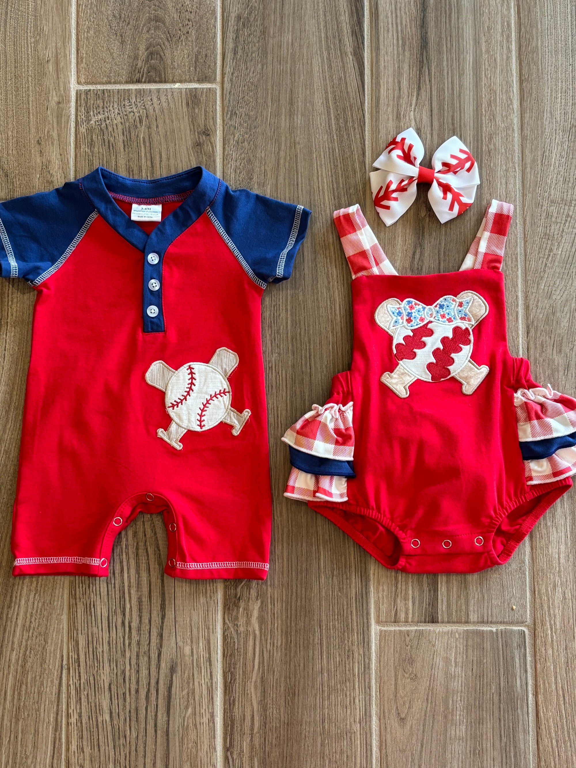 Infant - Baseball Applique Ruffle Romper