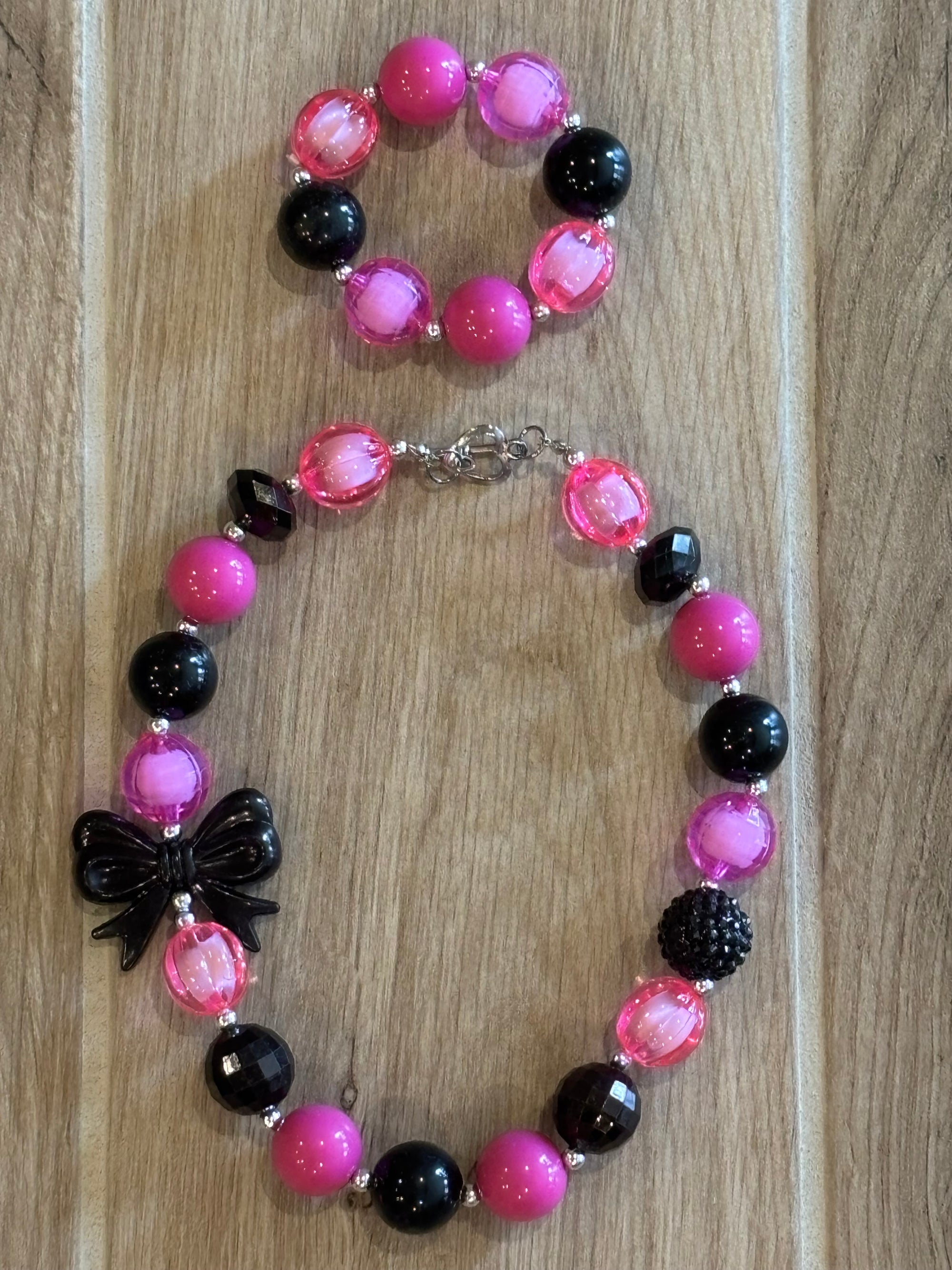 Bracelet - Hot Pink/Black