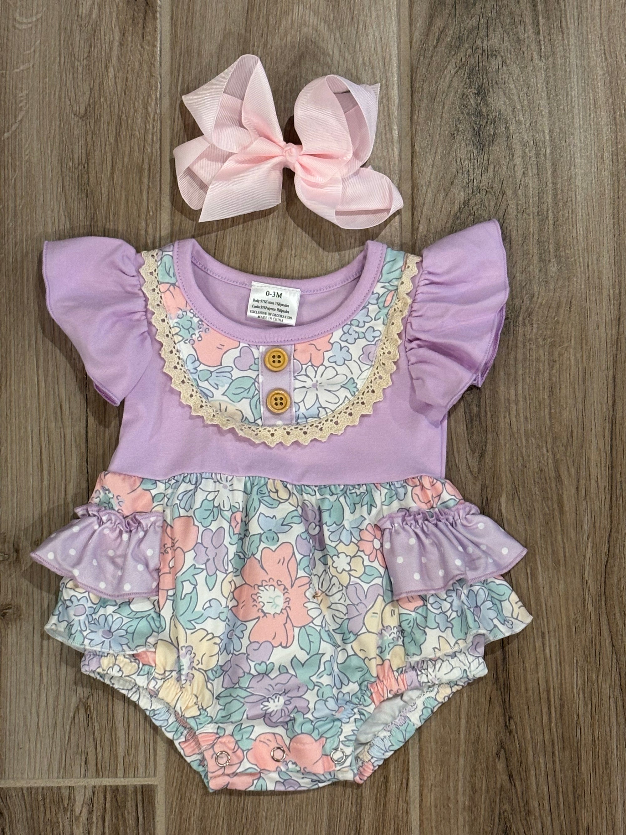Infant - Lavendar Floral Ruffle Butt