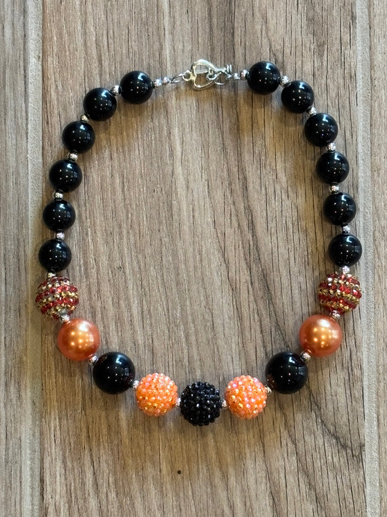 Necklace - Black/Mustard/Gold Rhinestone