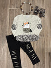 Halloween - Cream/Leopard Ghost Pant Set