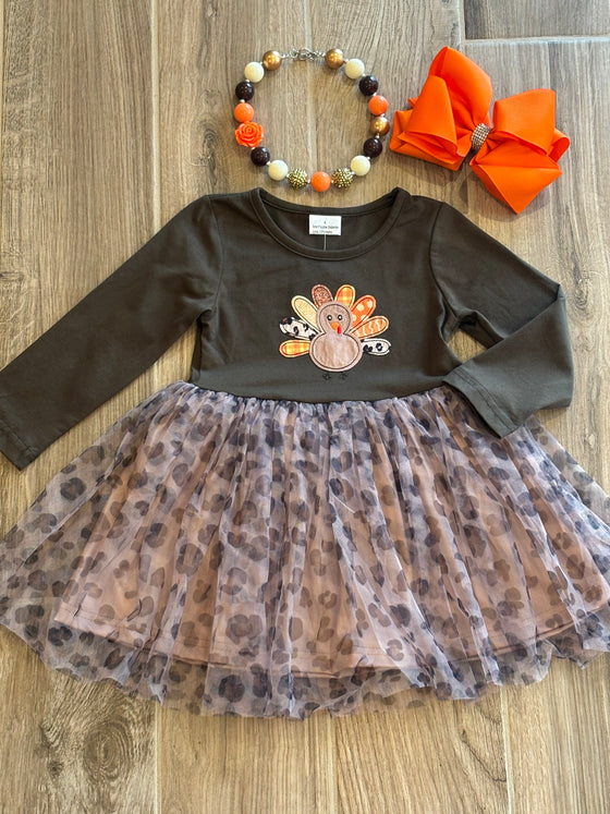 Dress - Turkey w/Brown Leopard Tulle