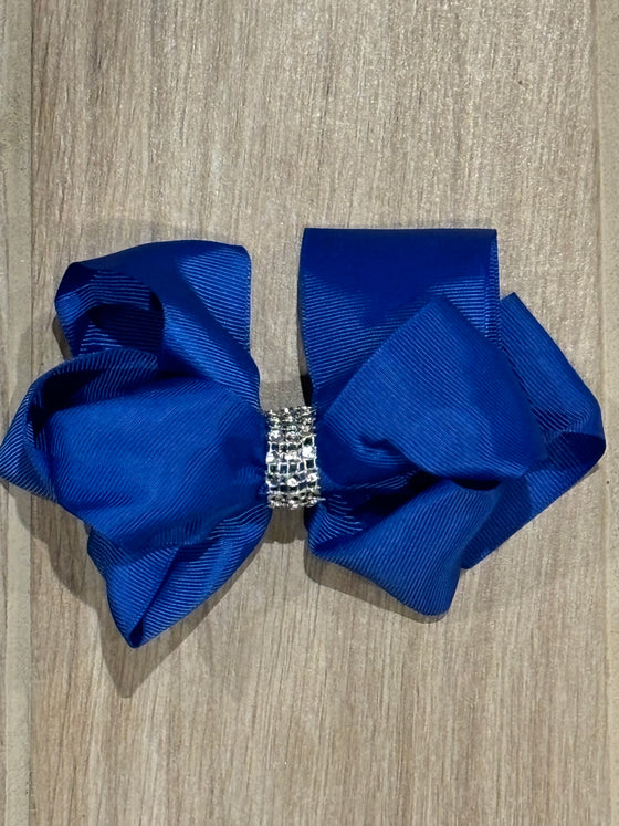 Hair Bow - Rhinestone Royal Blue