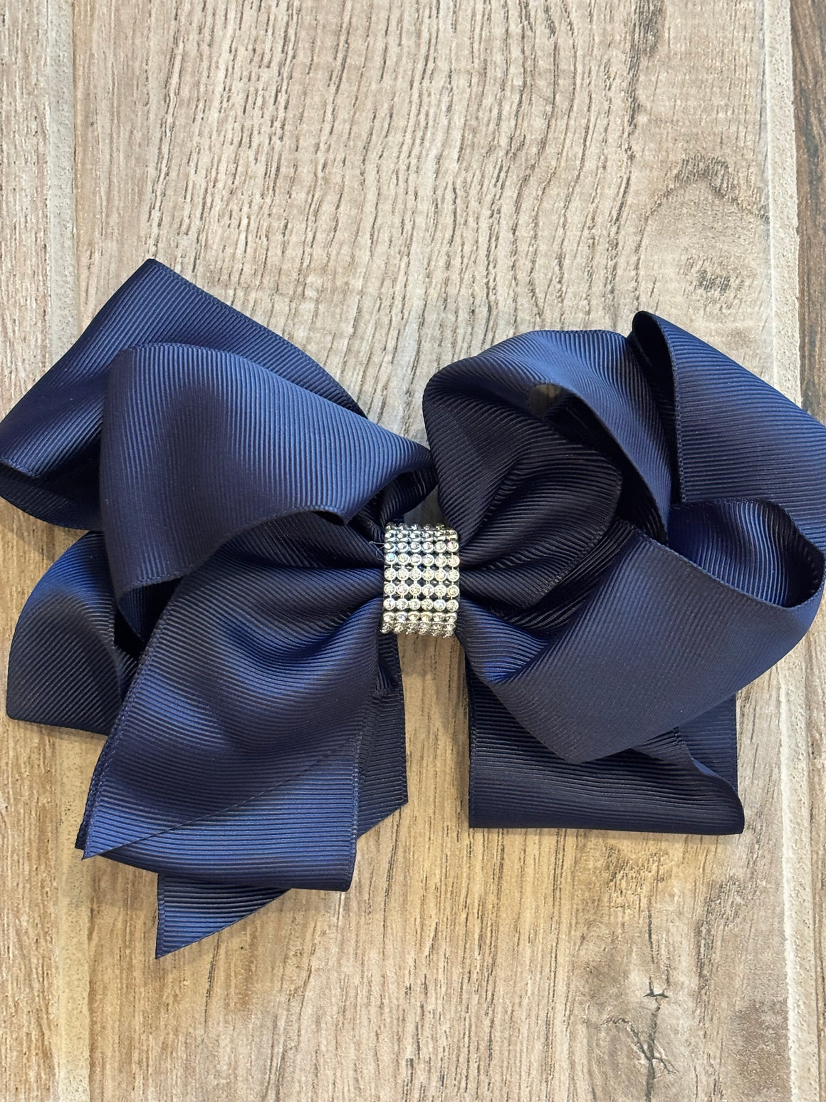 Hair Bow - Rhinestone Navy