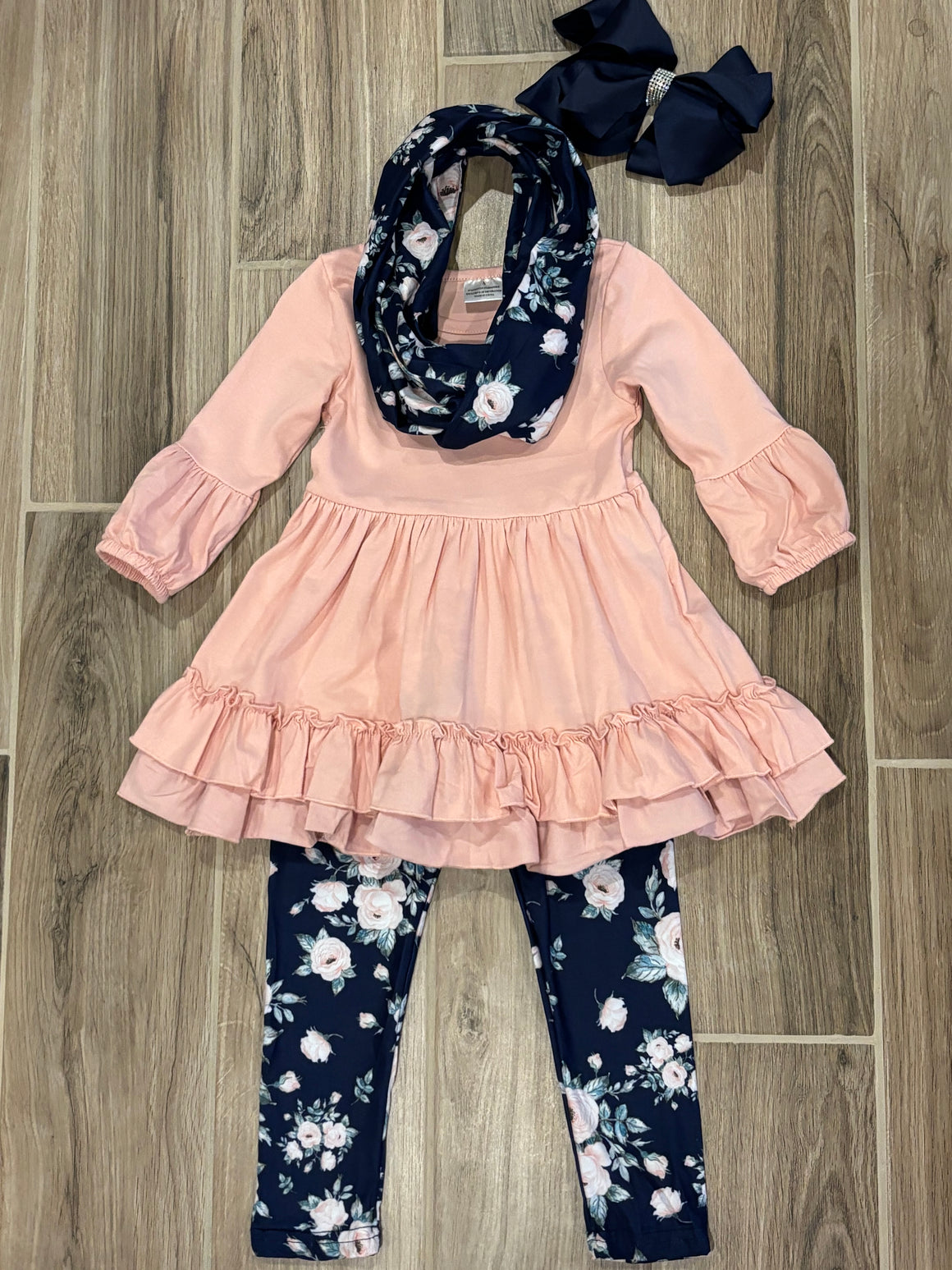 L/S - Dusty Rose/Navy Floral w/Scarf