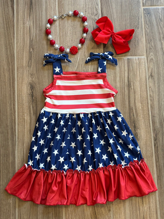 Dress - Stars & Stripes Ruffle Strap