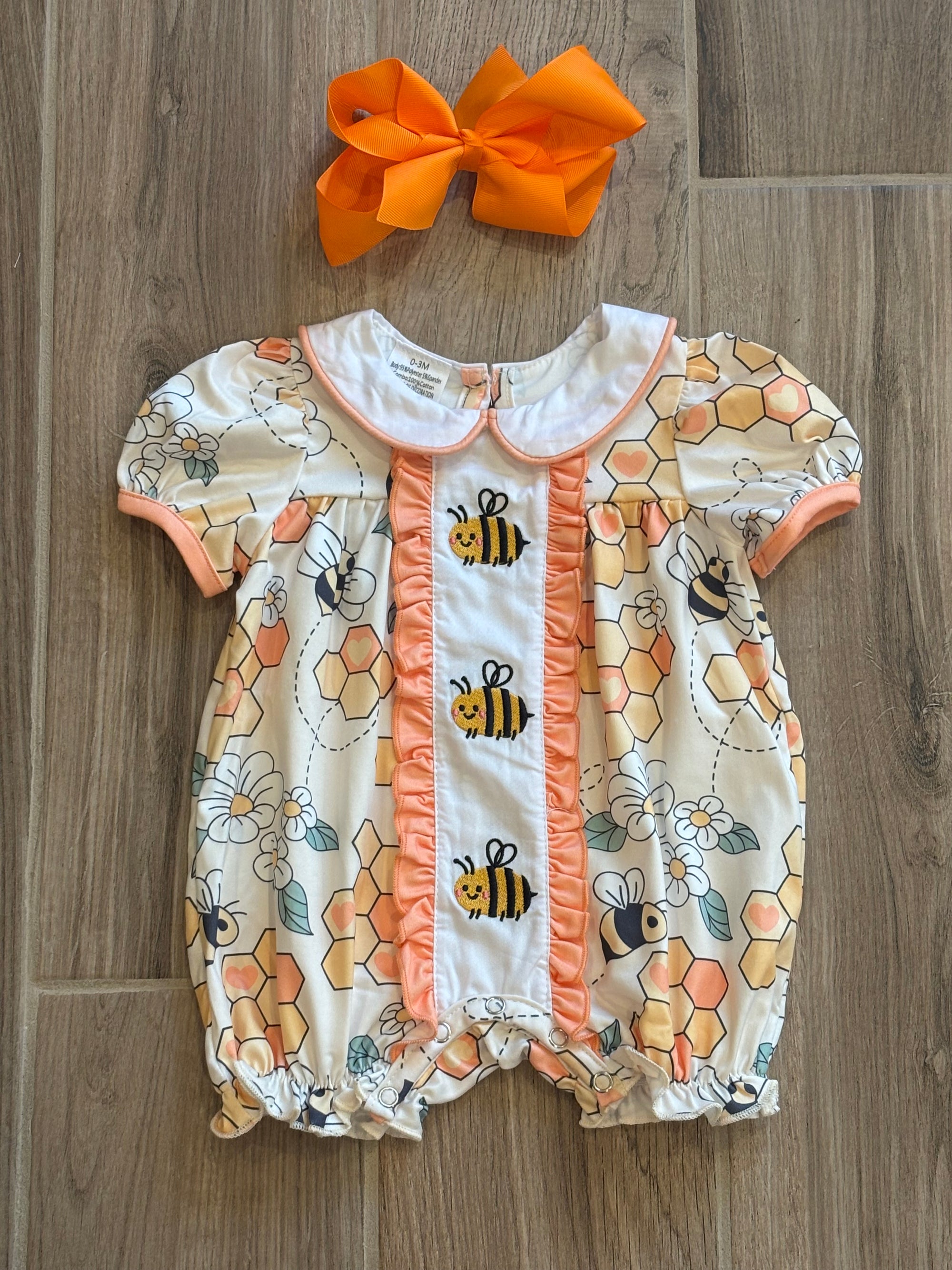Infant - Bumble Bee Embroidered Romper