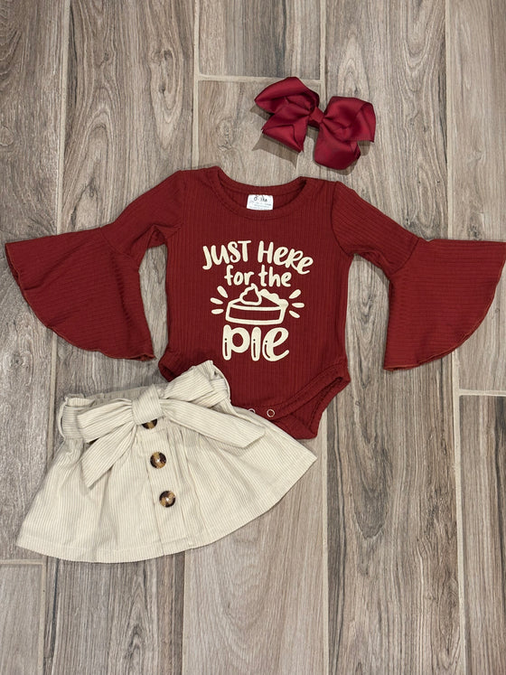 Infant - Burgundy Pie Romper w/Cream Skirt