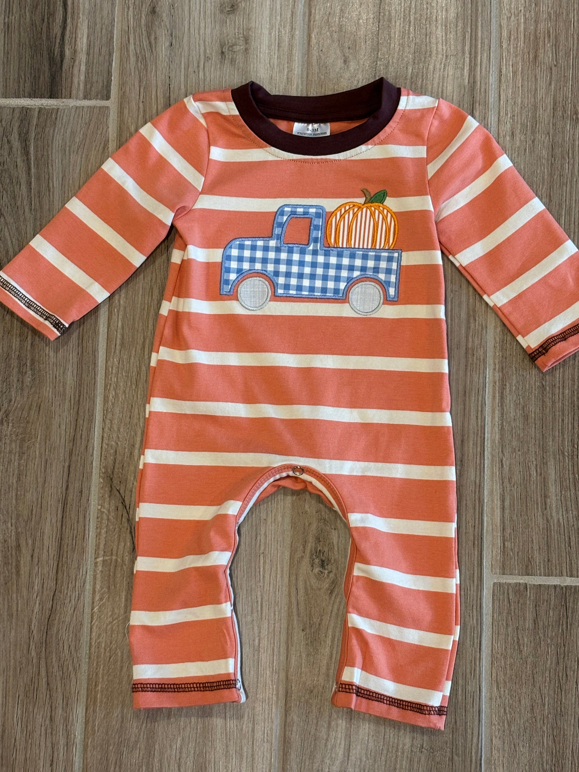 Infant - Coral Striped Pumpkin Truck