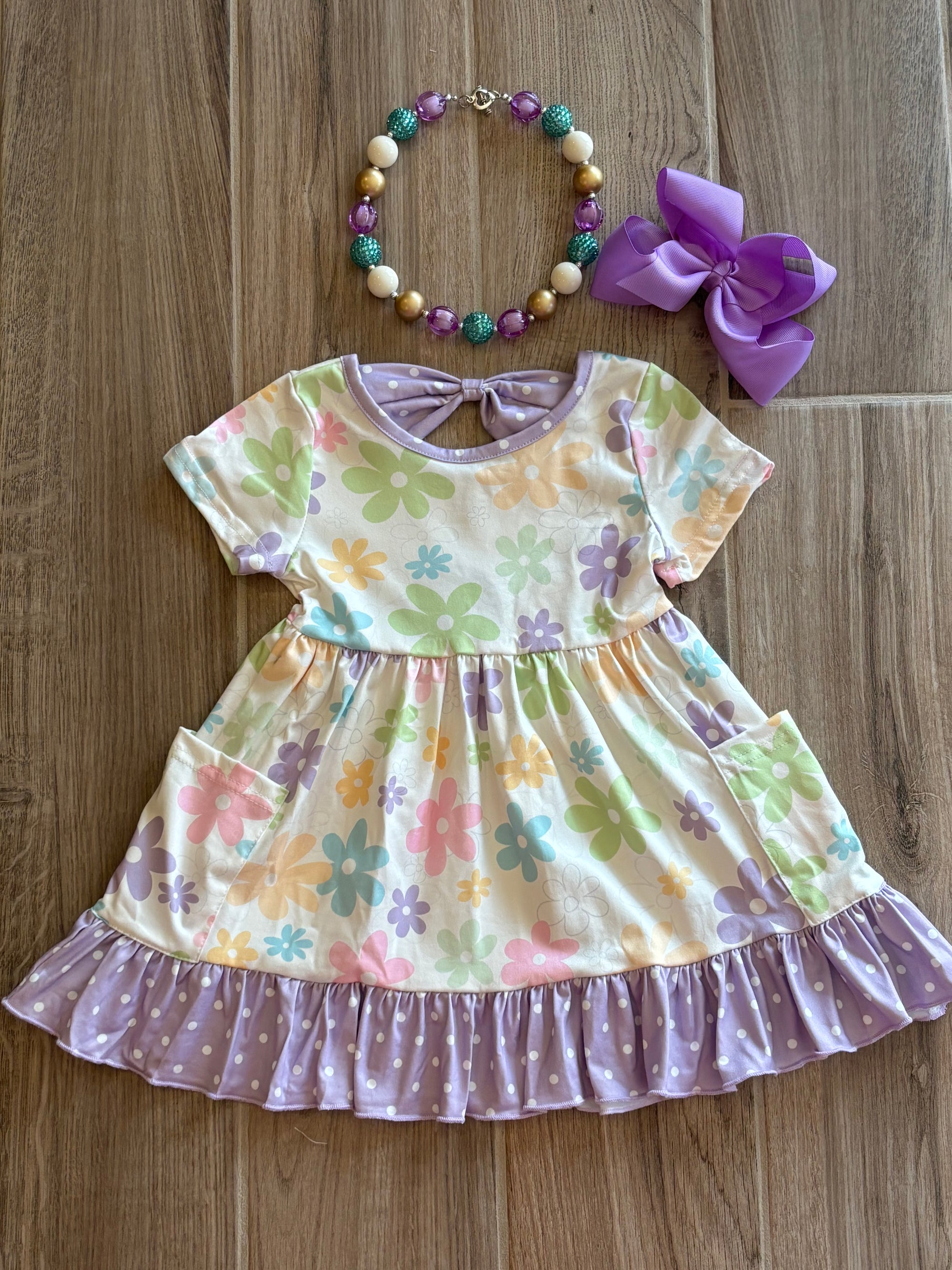 Dress - Purple Floral w/Pockets