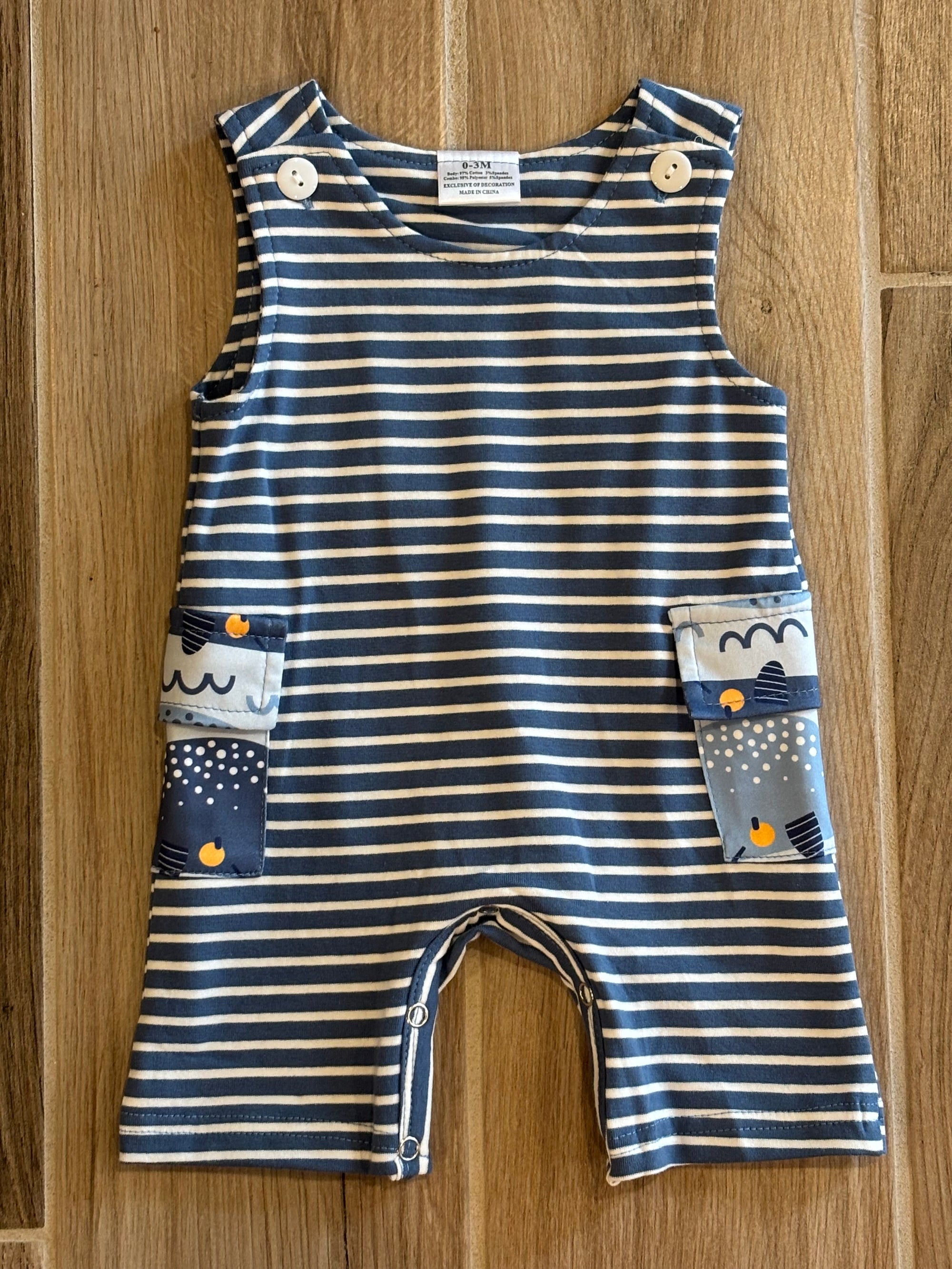 Infant - Navy Stripe w/Whale Pockets
