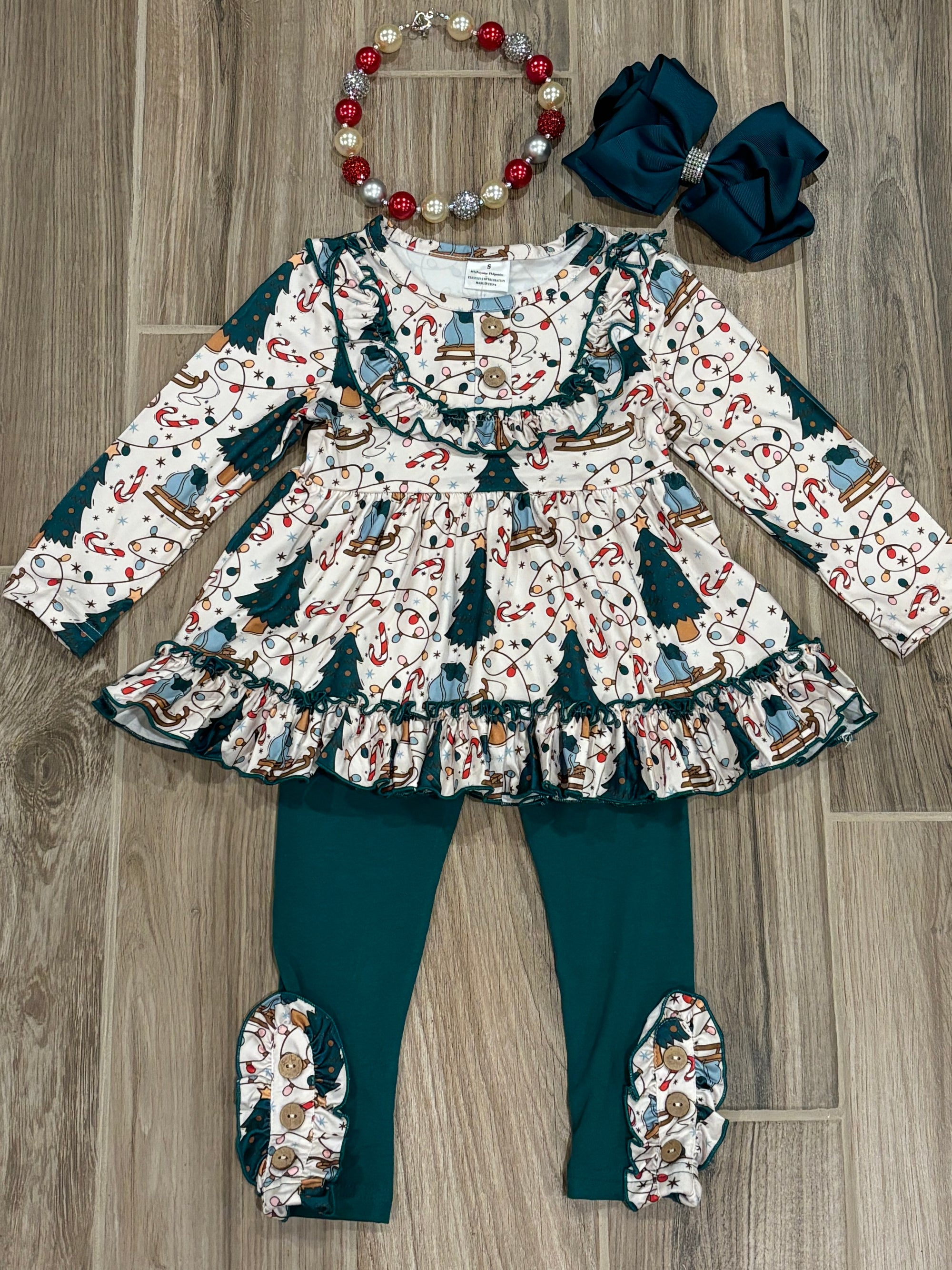 Christmas - White/Green Trees 2pc Set