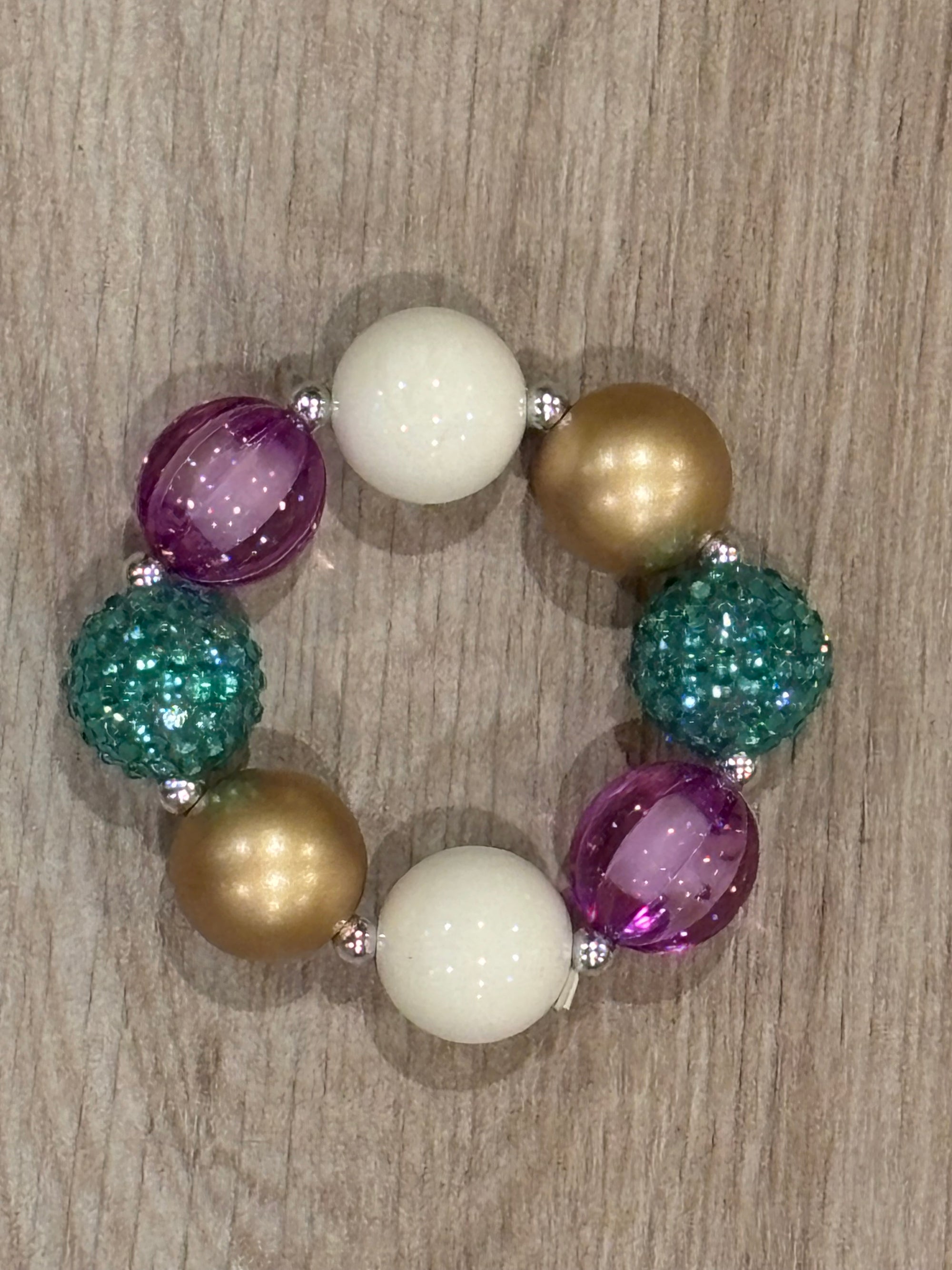 Bracelet - Gold/Lav/Turq Rhinestone