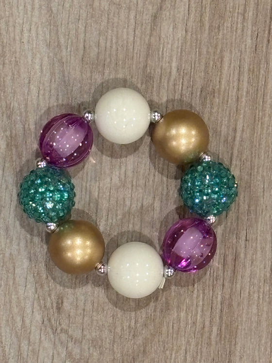 Bracelet - Gold/Lav/Turq Rhinestone