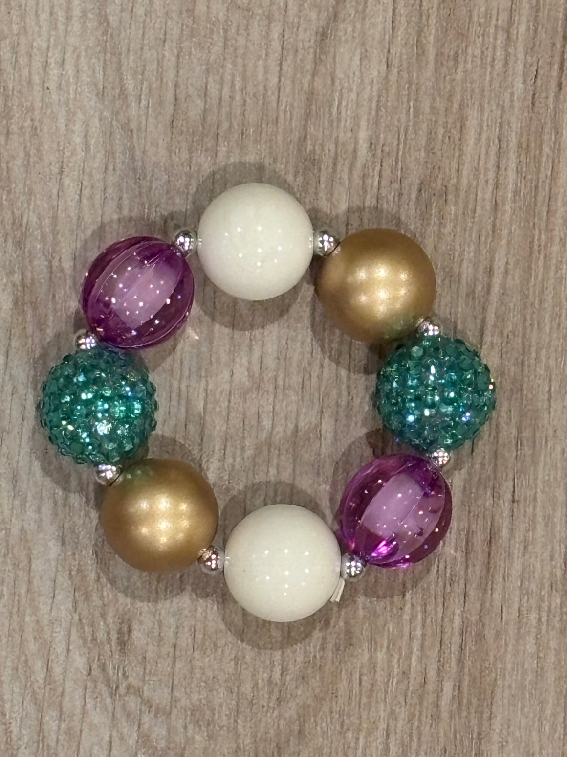 Bracelet - Gold/Lav/Turq Rhinestone