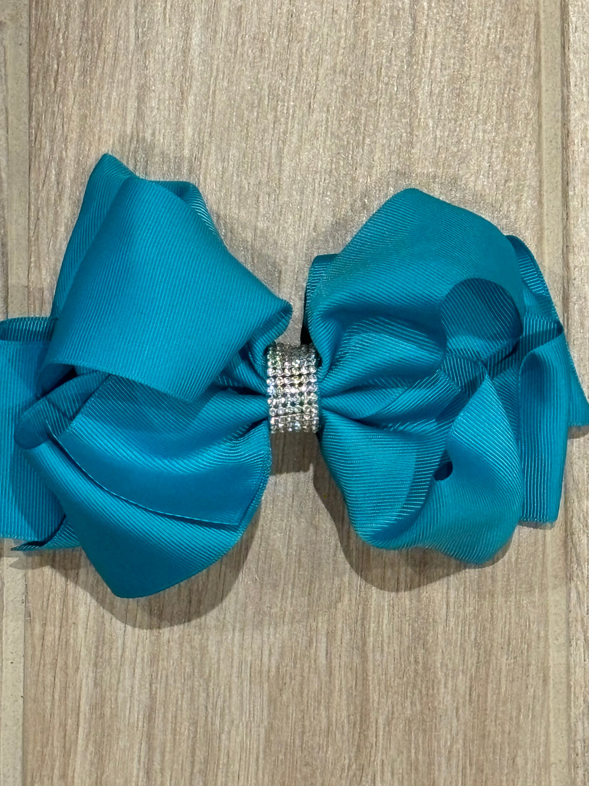 Hair Bow - Rhinestone Teal