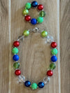 Necklace - Red/Blue/Green Rhinestone