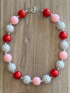 Necklace - Red/Pink/Gold Specks