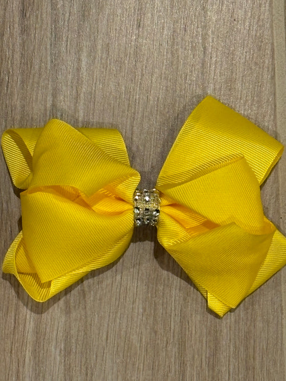 Hair Bow - Rhinestone Daffodil