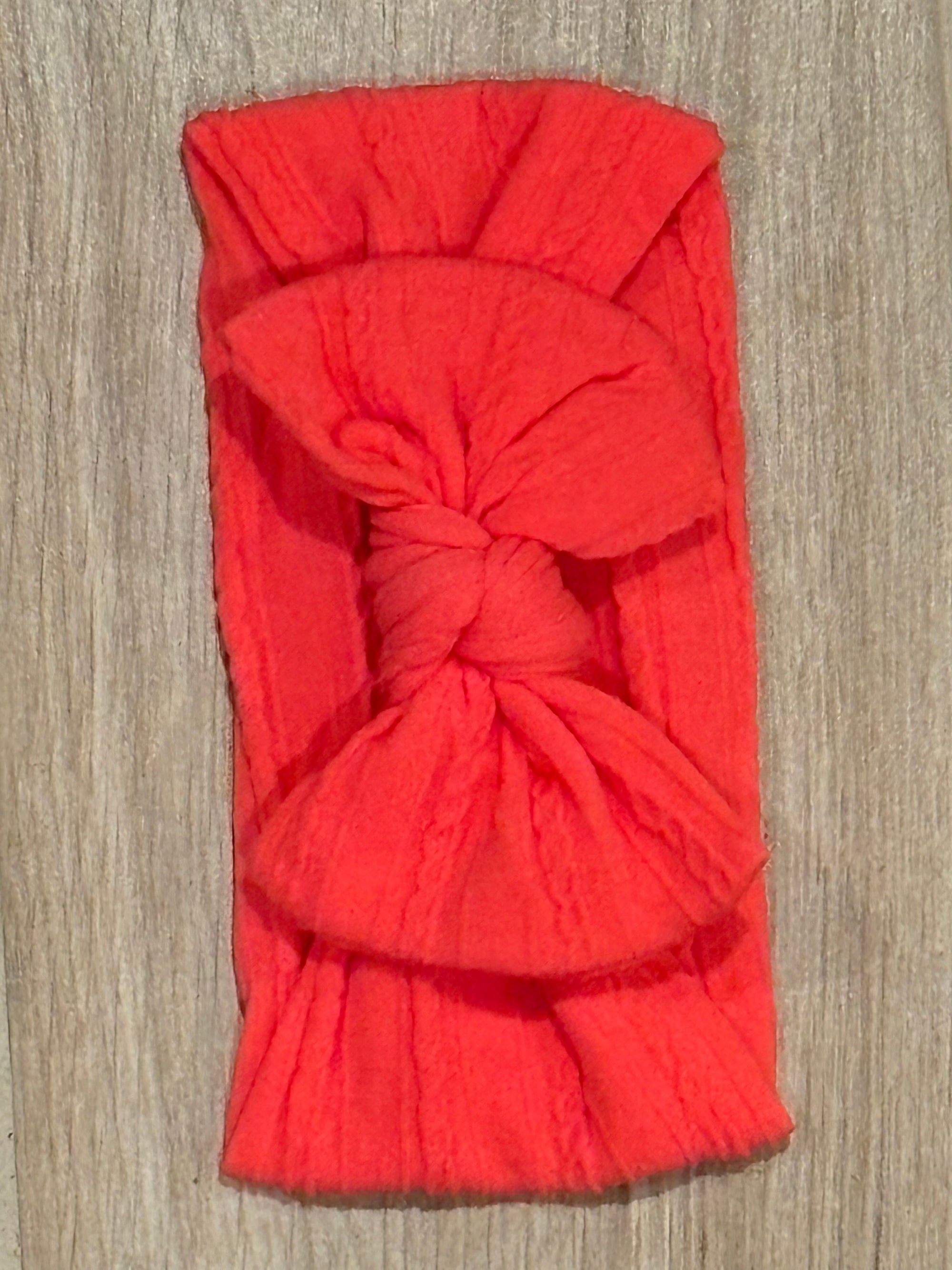Headband - Hot Coral Pink Bow