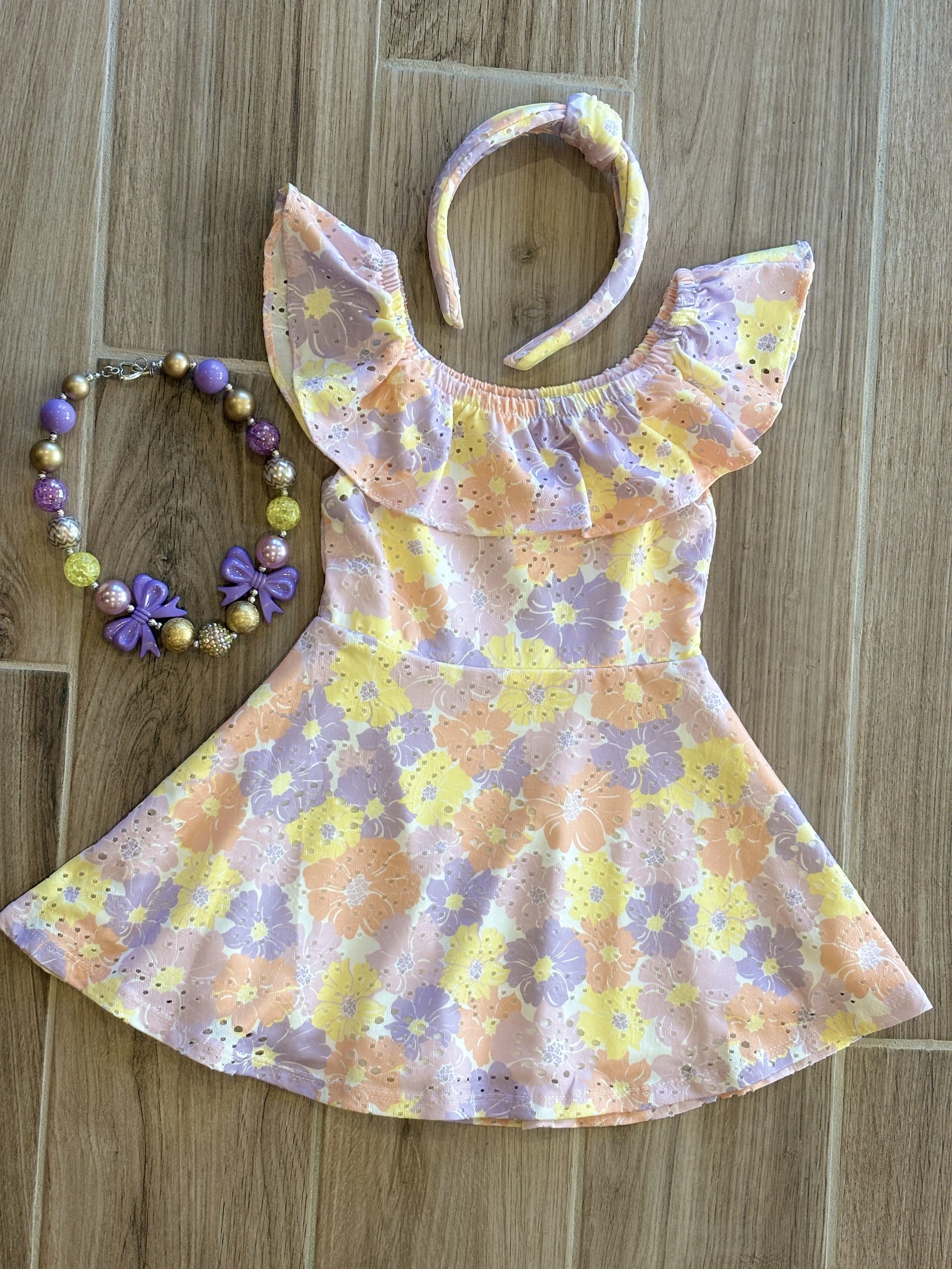 Dress - Eyelet Floral w/Headband