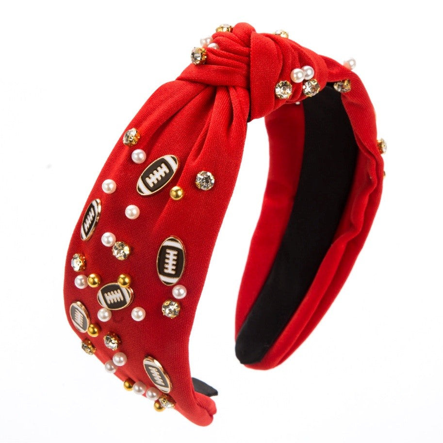 Hard Headband - FB Rhinestone Red