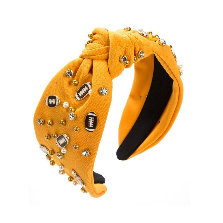 Hard Headband - FB Rhinestone Yellow