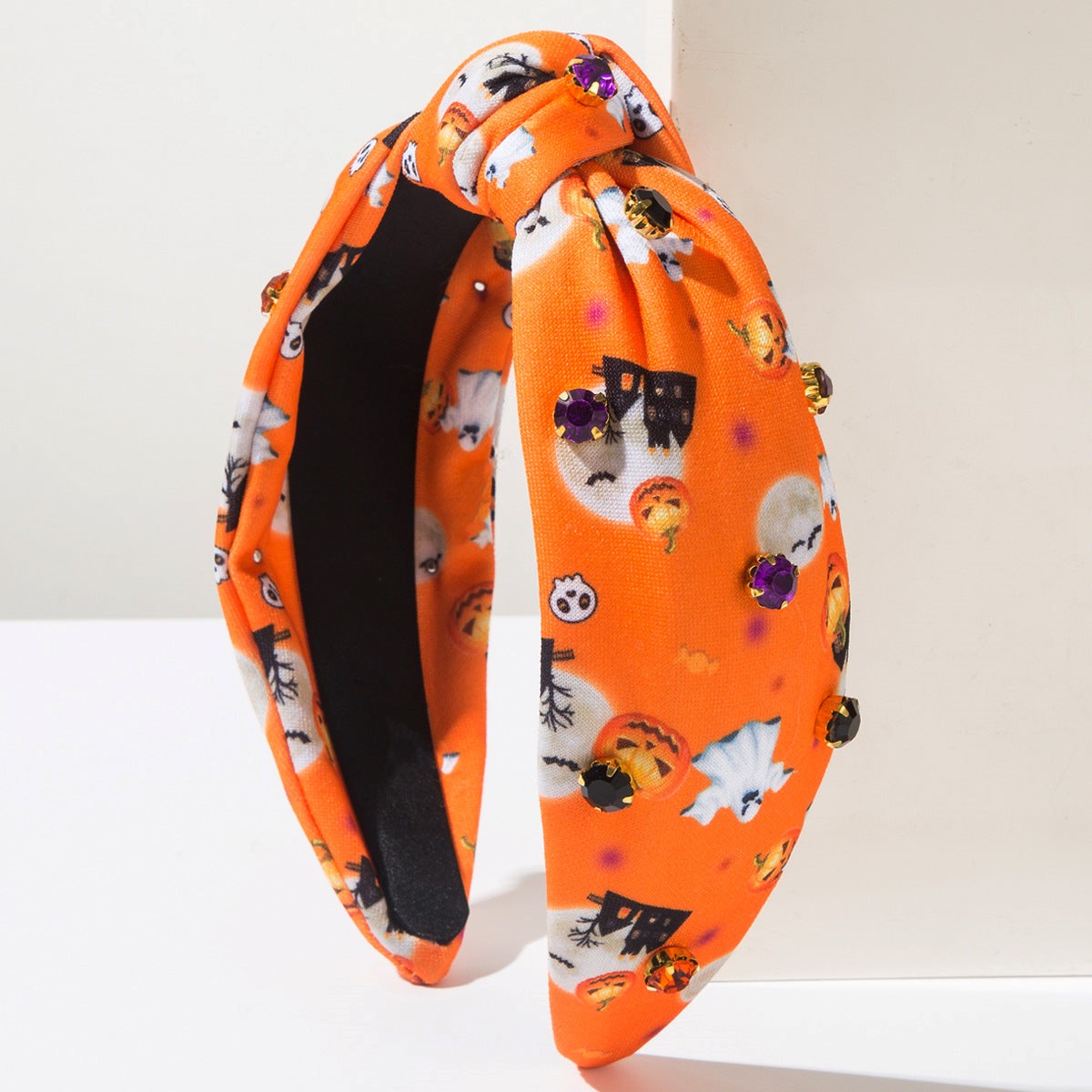 Hard Headband - Halloween Orange Rhinestone